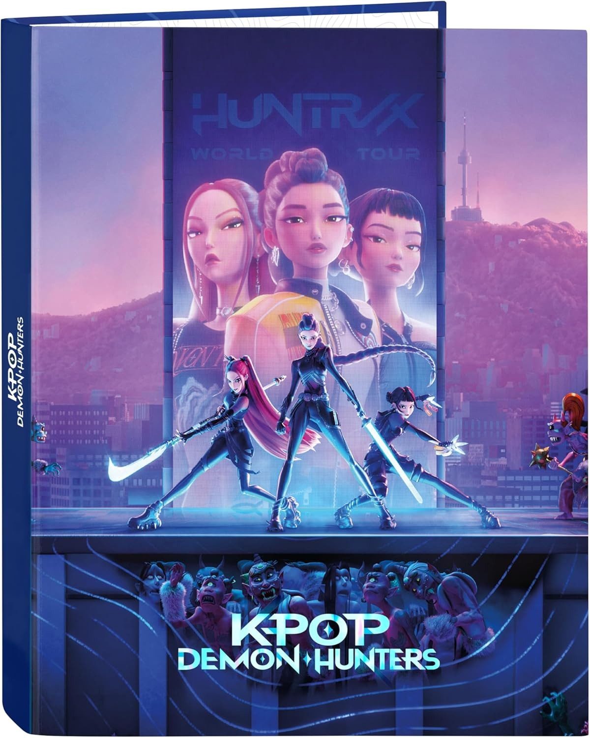 GOLDKIDS Aktenordner Stationery Ordner mit 4 Ringen, ideal für Kinder, Widerstandsfähigkeit, 26,5 x 33 cm - K-POP Demon Hunters