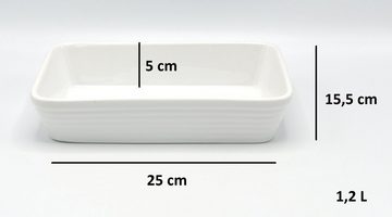 Florina Auflaufform Auflaufform Backform Lasagne Küchenform Porzellan rechteckig 4 Größen, Porzellan, Aus Porzellan weiß