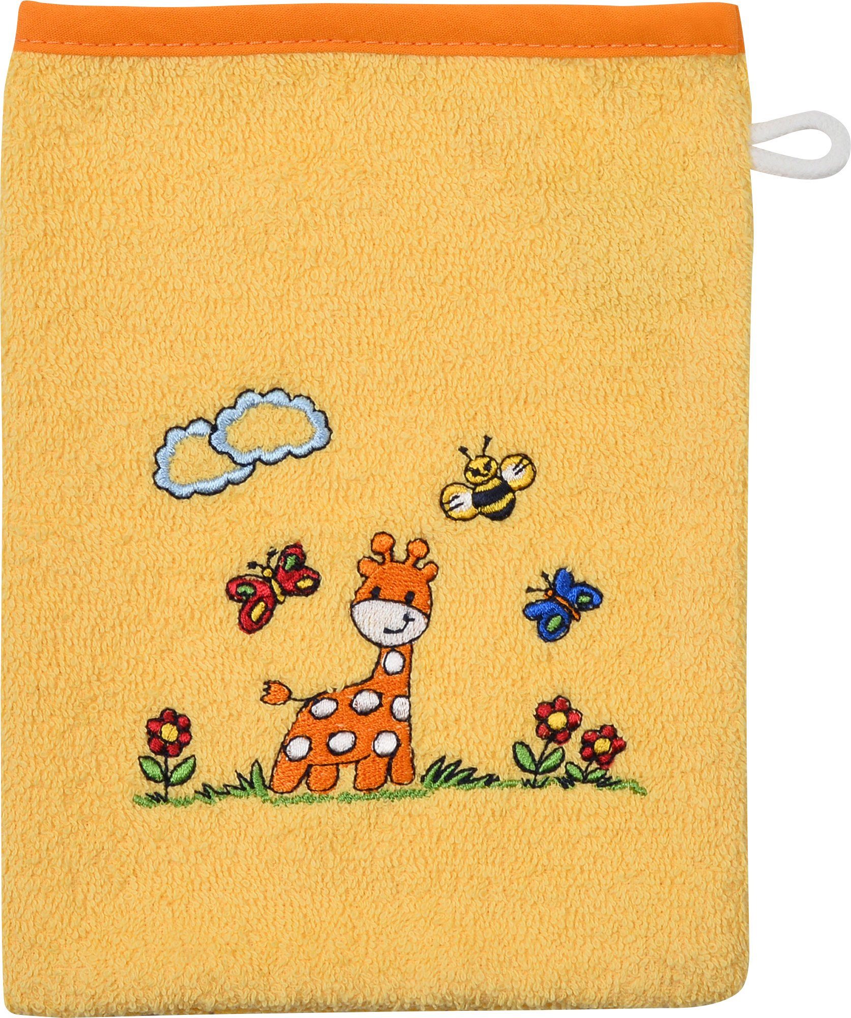 Wörner Waschhandschuh Kinder-Waschhandschuh "Giraffe", Walk-Frottier Uni