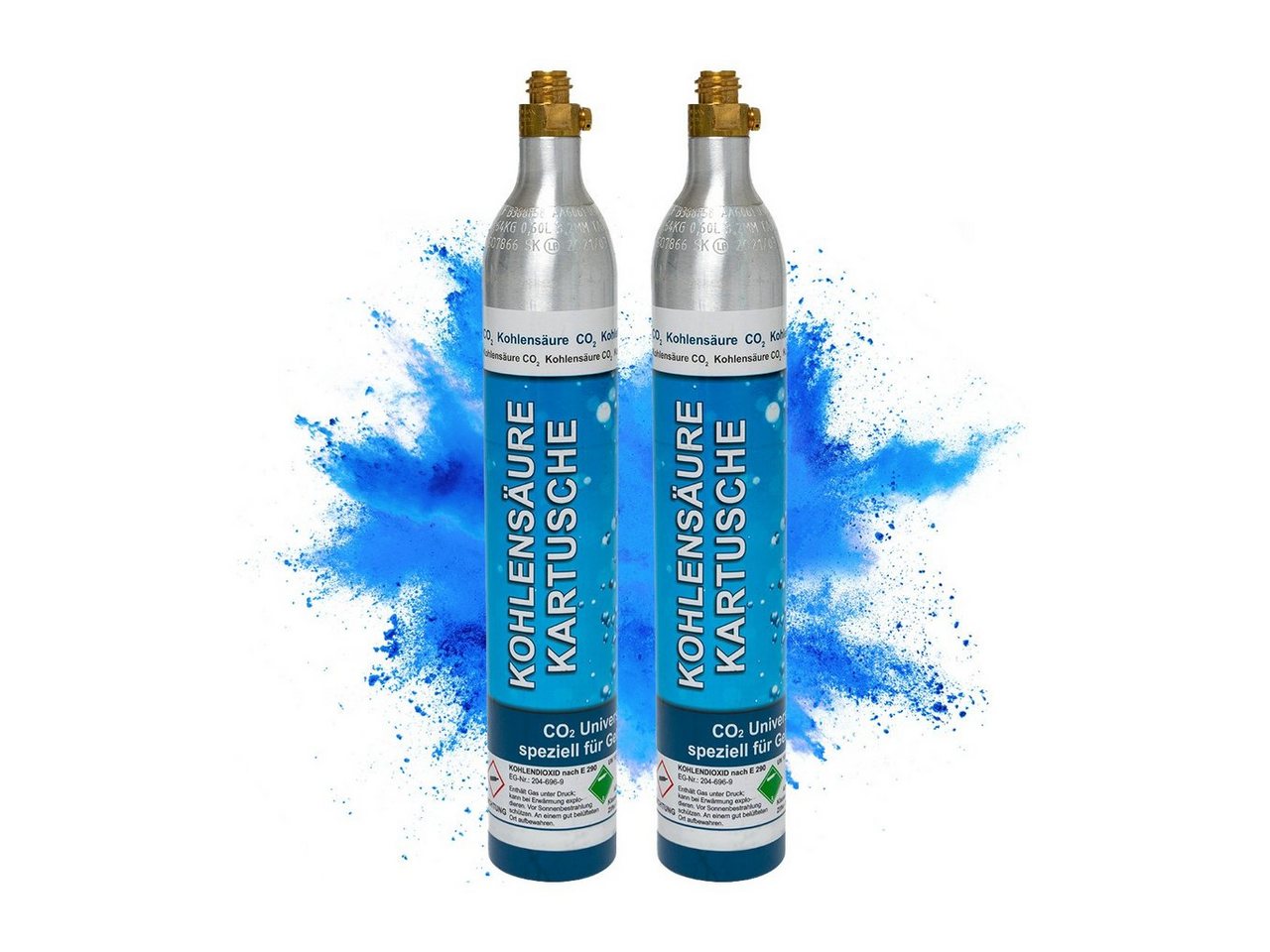 BlueCraft CO₂-Zylinder CO2-Kartusche Soda 425g für je bis zu 60 Liter Sprudel Wasser, 2 St., abgefüllt in Deutschland - geeignet für SodaStream Wassersprudler