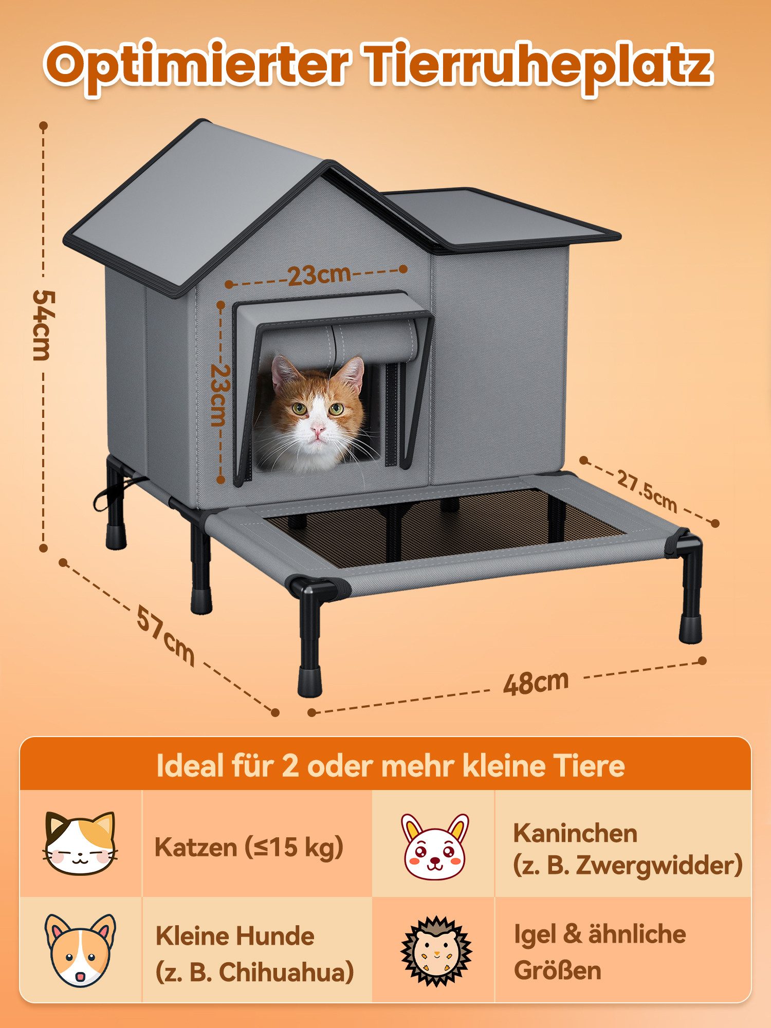 Rywell Tierbett Tierbetten & Katzen Bettchen Weiche für Katzen und kleine Hunde, Material Außen: 900D Oxford-Gewebe mit PVC-Beschichtung – wasserdicht, reißfest – Bild 5 von 5