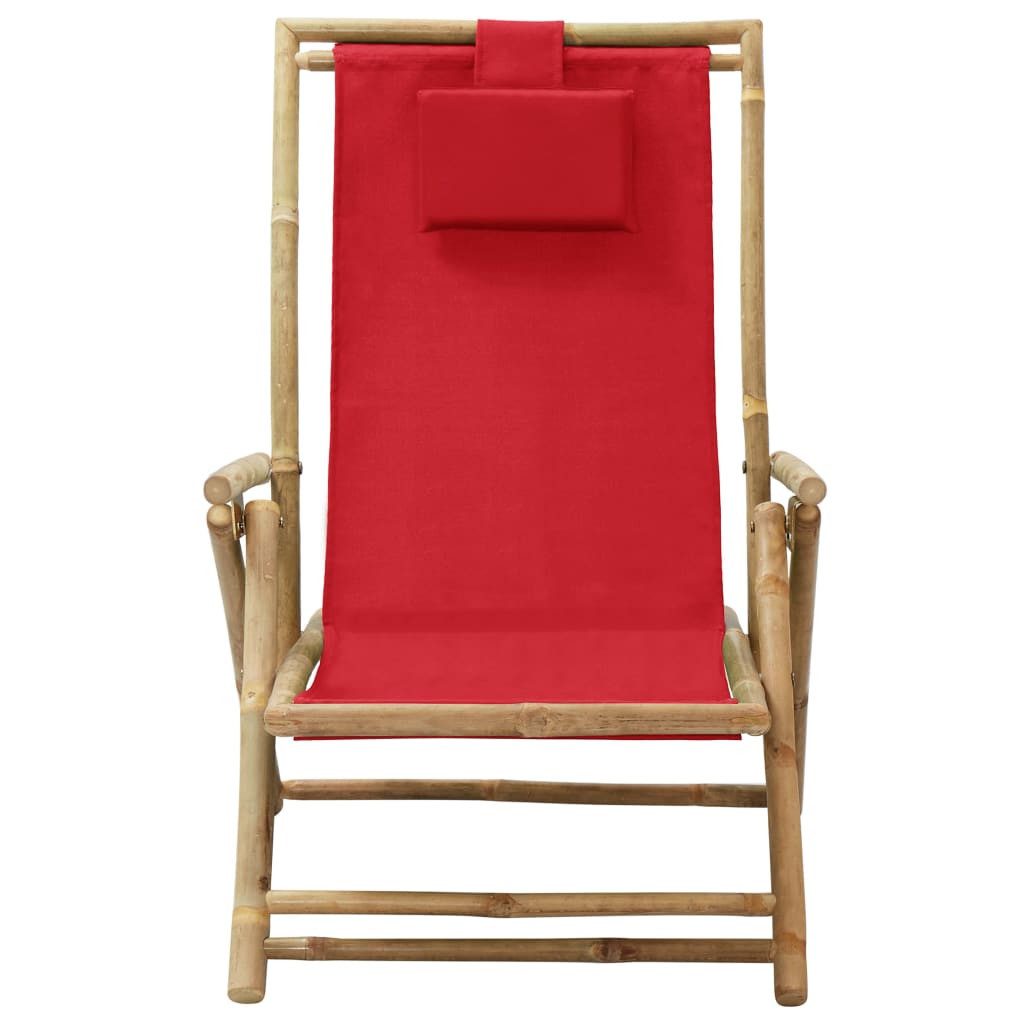 vidaXL Gartenlounge-Sessel NA Verstellbarer Relaxstuhl Rot Bambus und Stoff