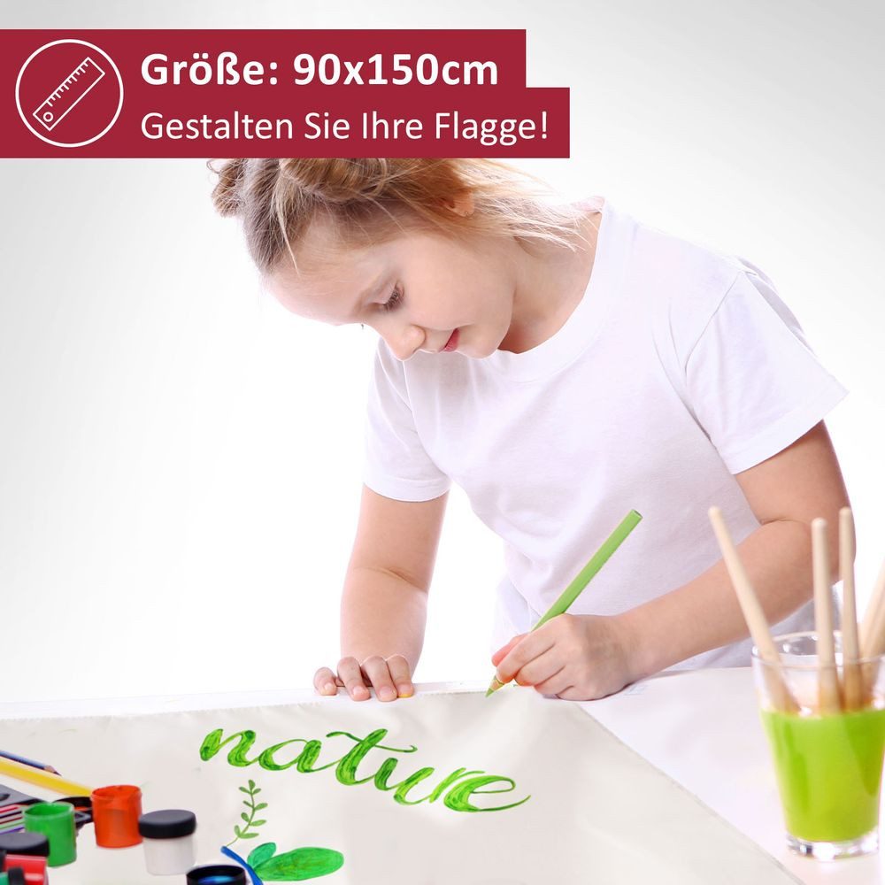PHENO FLAGS Flagge Weiße Flagge 90 x 150 cm Fahne bemalen beschriften gestalten Frieden (Hissflagge für Fahnenmast), Inkl. 2 Messing Ösen