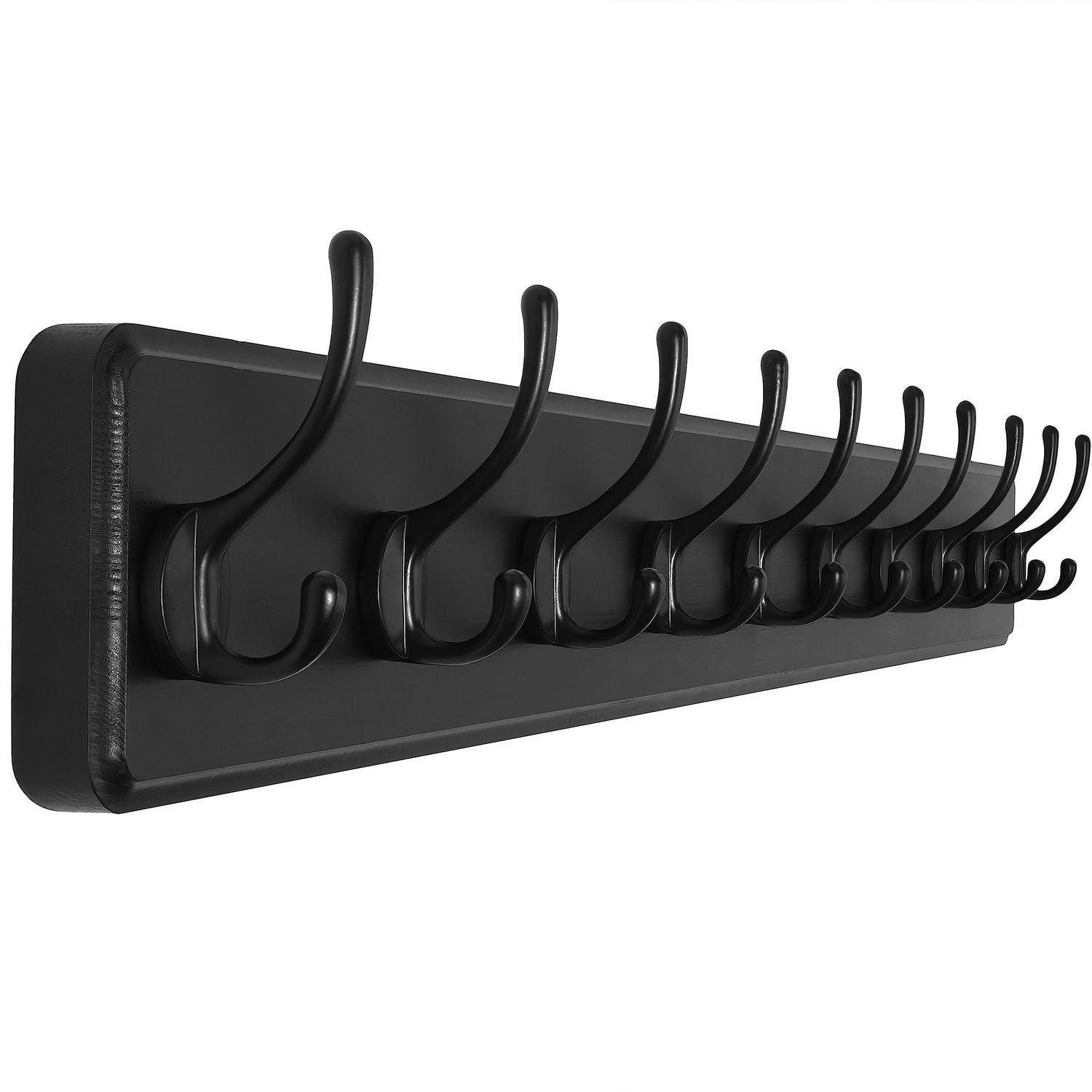 LuxusKollektion Kleiderhaken Garderobenleiste Holz 98cm Schwarz Rustikal, (1-St)