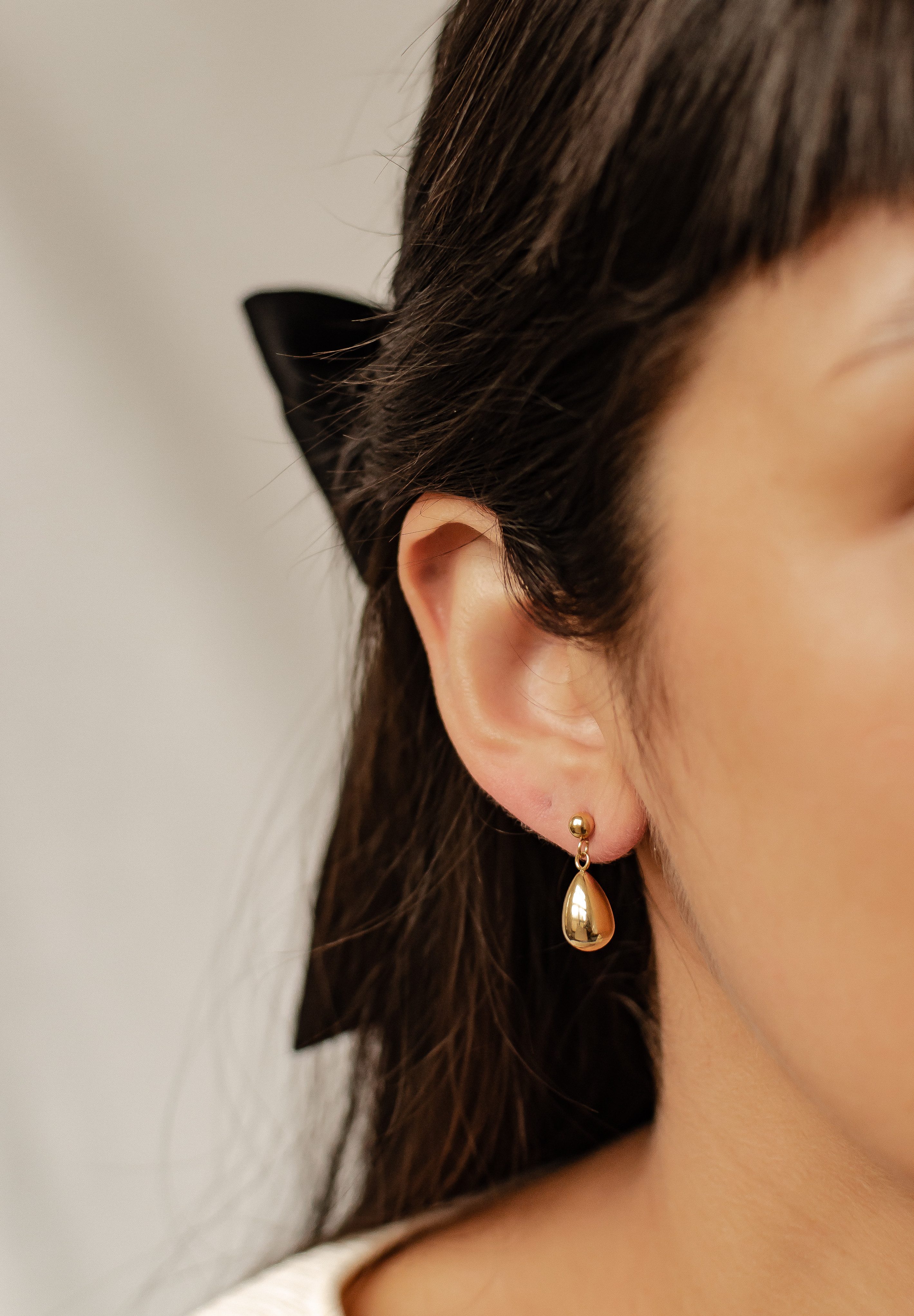 Hey Happiness Paar Ohrstecker Kugel und Tropfen hängend, Ohrhänger 18K Roségold Vergoldet, Tropfen Ohrringe Damen Edelstahl klein, wasserfest – Bild 3 von 5