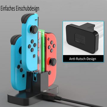 Sross Ladestation,Ladestation für Nintendo Switch 4 in 1 Joy-Con Controller Controller-Ladestation (Joy-Con Ladegerät Typ-C Kabel, mit individueller LED-Anzeige)