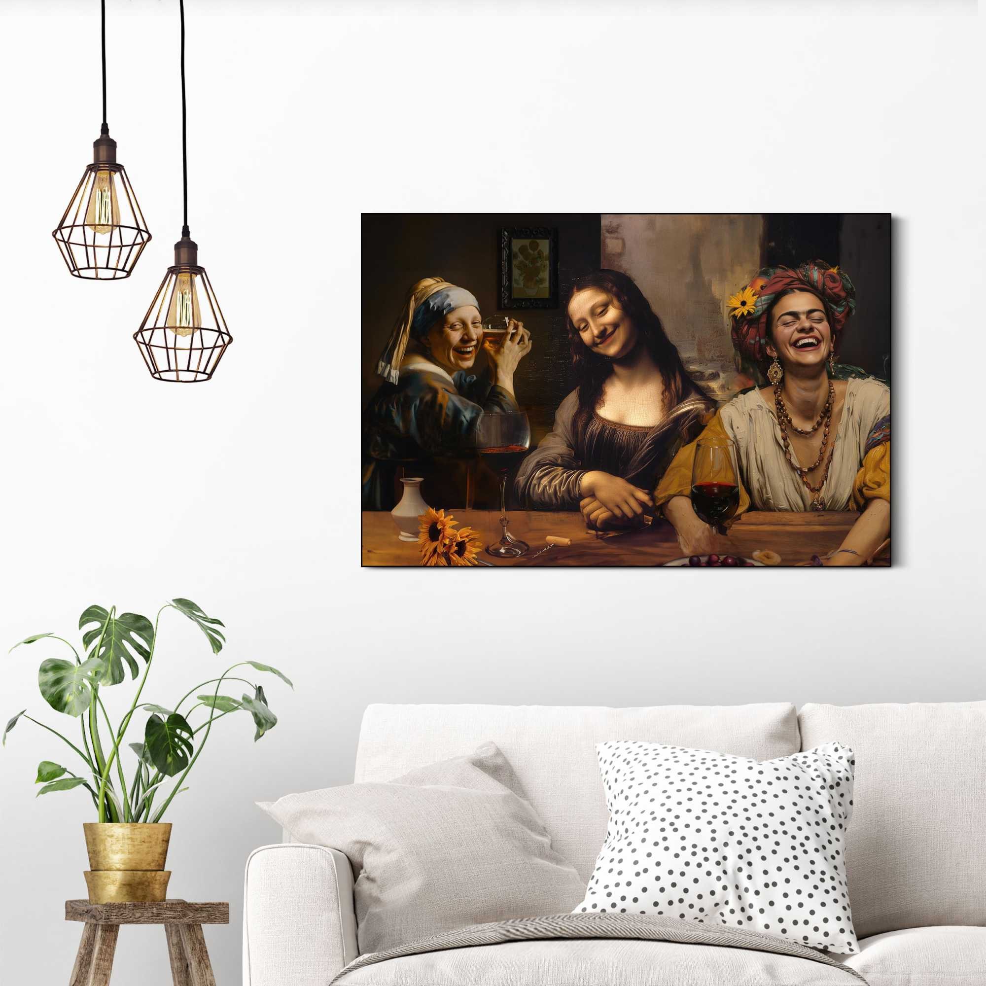 Reinders! Wandbild Girls Night Out, Home Office - Perlenmädchen - Mona Lisa - Frida Kahlo - Braun - MDF – Bild 2 von 4