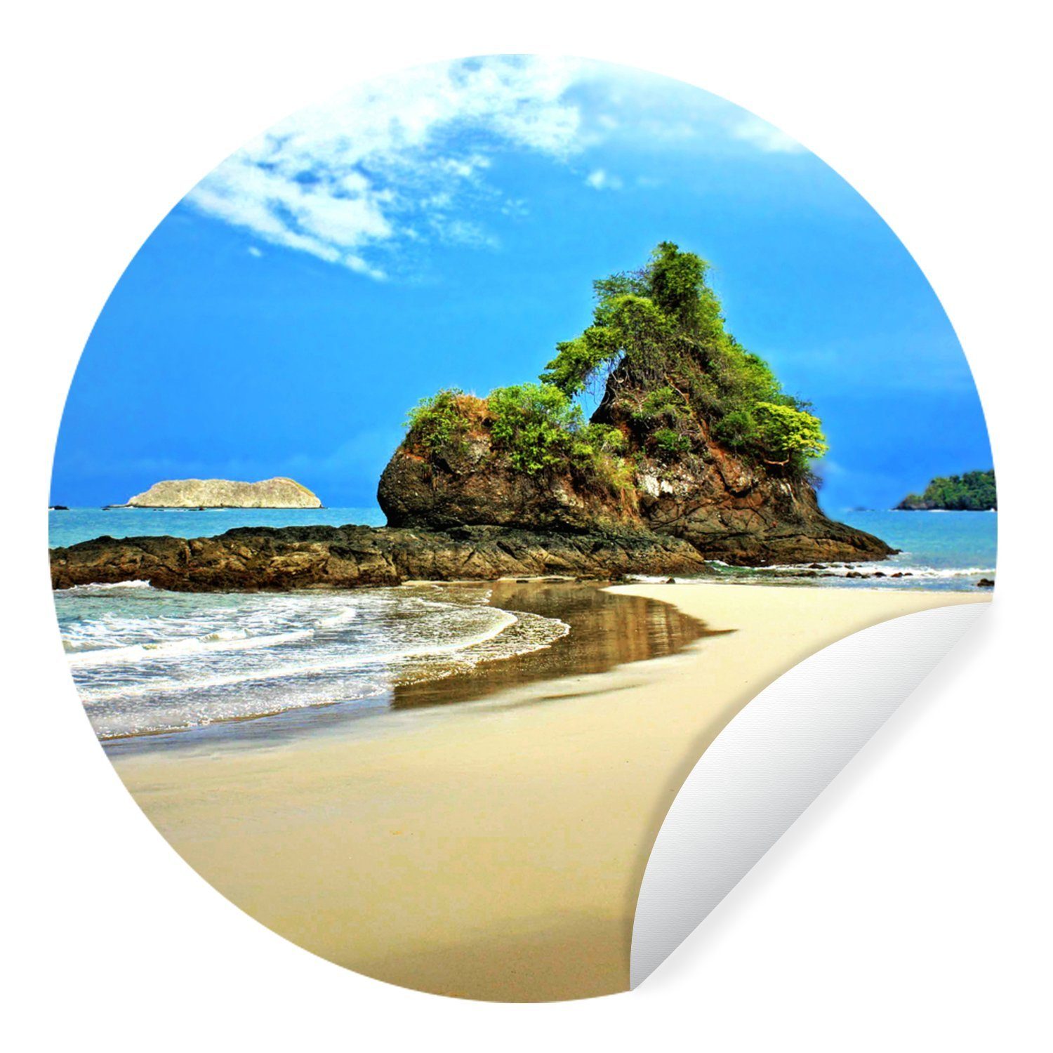MuchoWow Wandsticker Paradies am Strand von Costa Rica (1 St), Tapetenkreis für Kinderzimmer, Tapetenaufkleber, Rund, Wohnzimmer