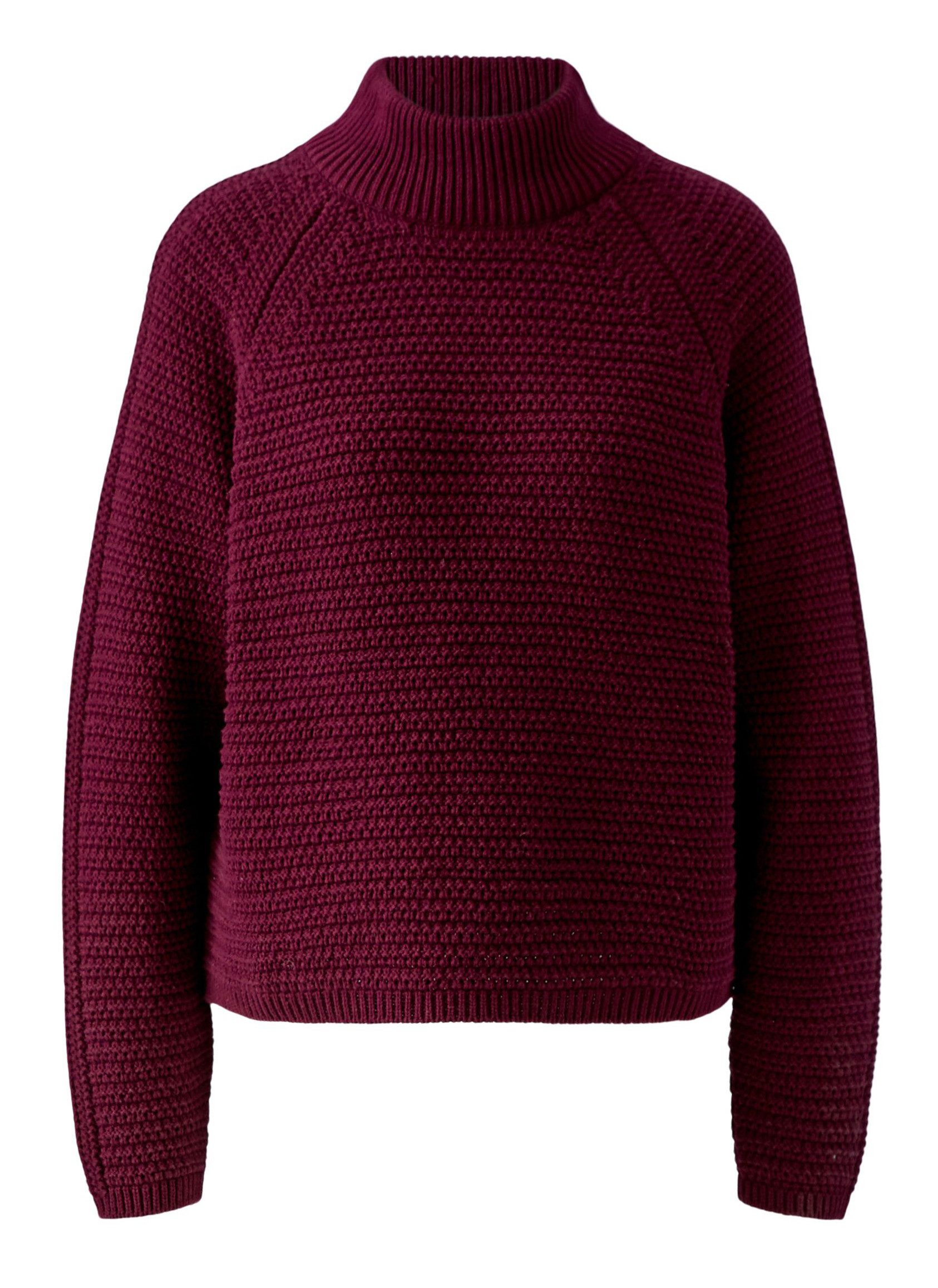 Oui Strickpullover Oui Strickpullover mit Stehkragen in Bordeaux (1-tlg)