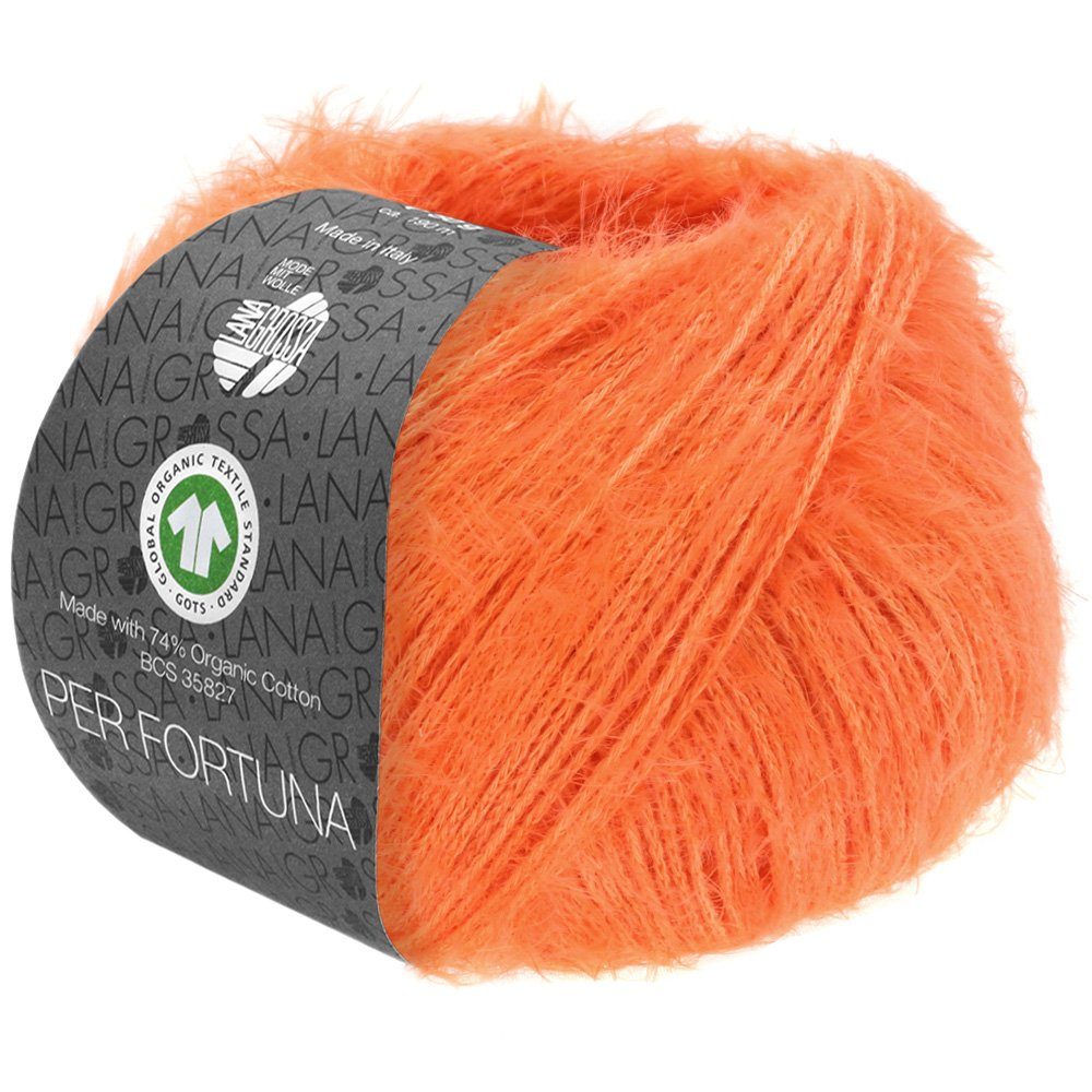 LANA GROSSA PER FORTUNA Flauschiges Kettengarn aus Baumwolle Häkelwolle, 190 m (Weiches Strickgarn für Pullover, Cardigans & Tops, Flauschige Struktur für moderne Strickmode mit Fashion-Charakter), 50 g