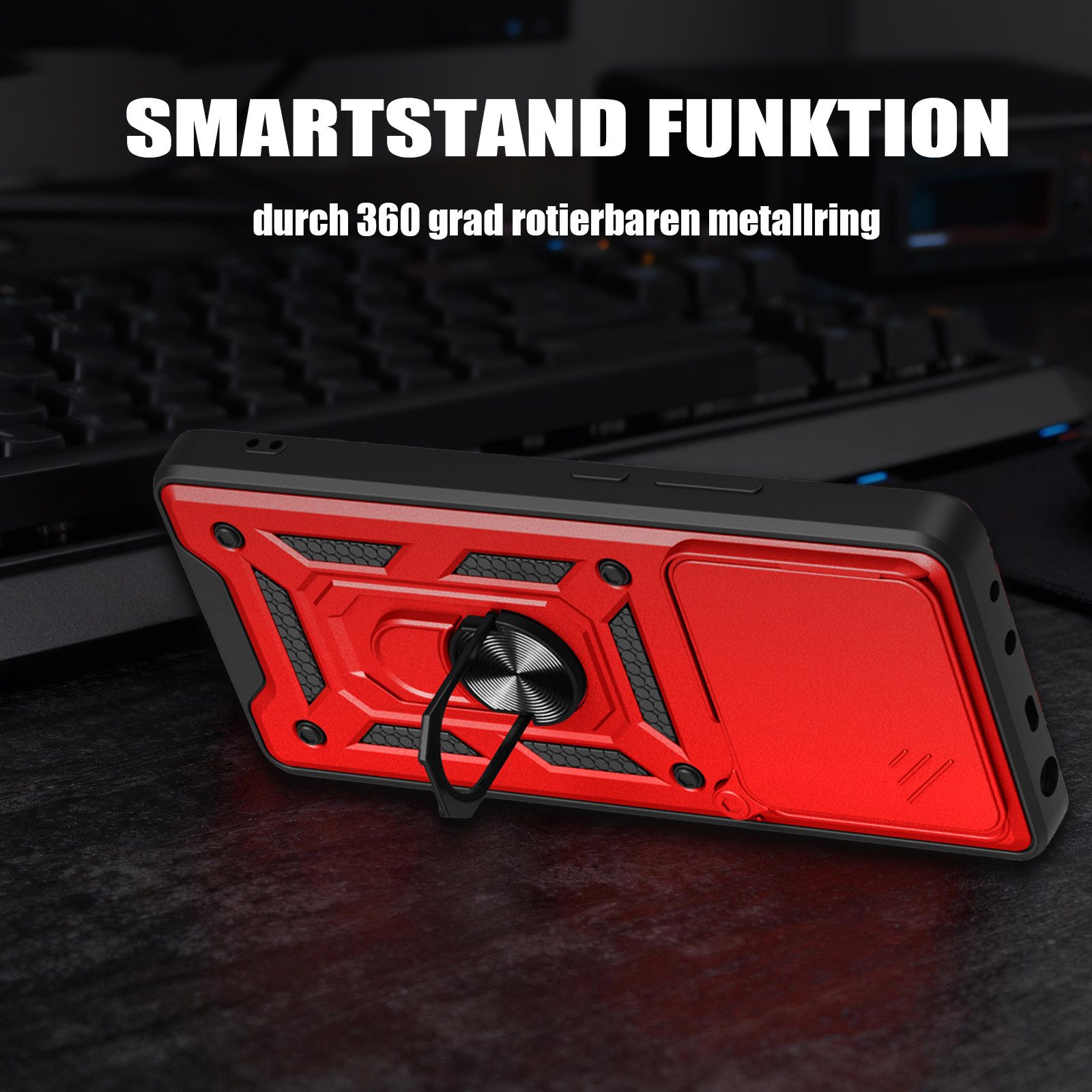 betterfon Handyhülle Panzerhülle für Xiaomi 17 Handyhülle Kameraschutz Ringhalter, Outdoorhülle mit Smartstand Kameraschutz und Silikonkern – Bild 4 von 5