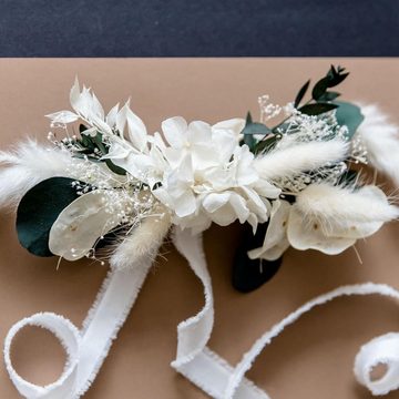 Trockenblume leichtes Hutband Trockenblumen in weiß mit grünen Akzenten, LYKKE & You