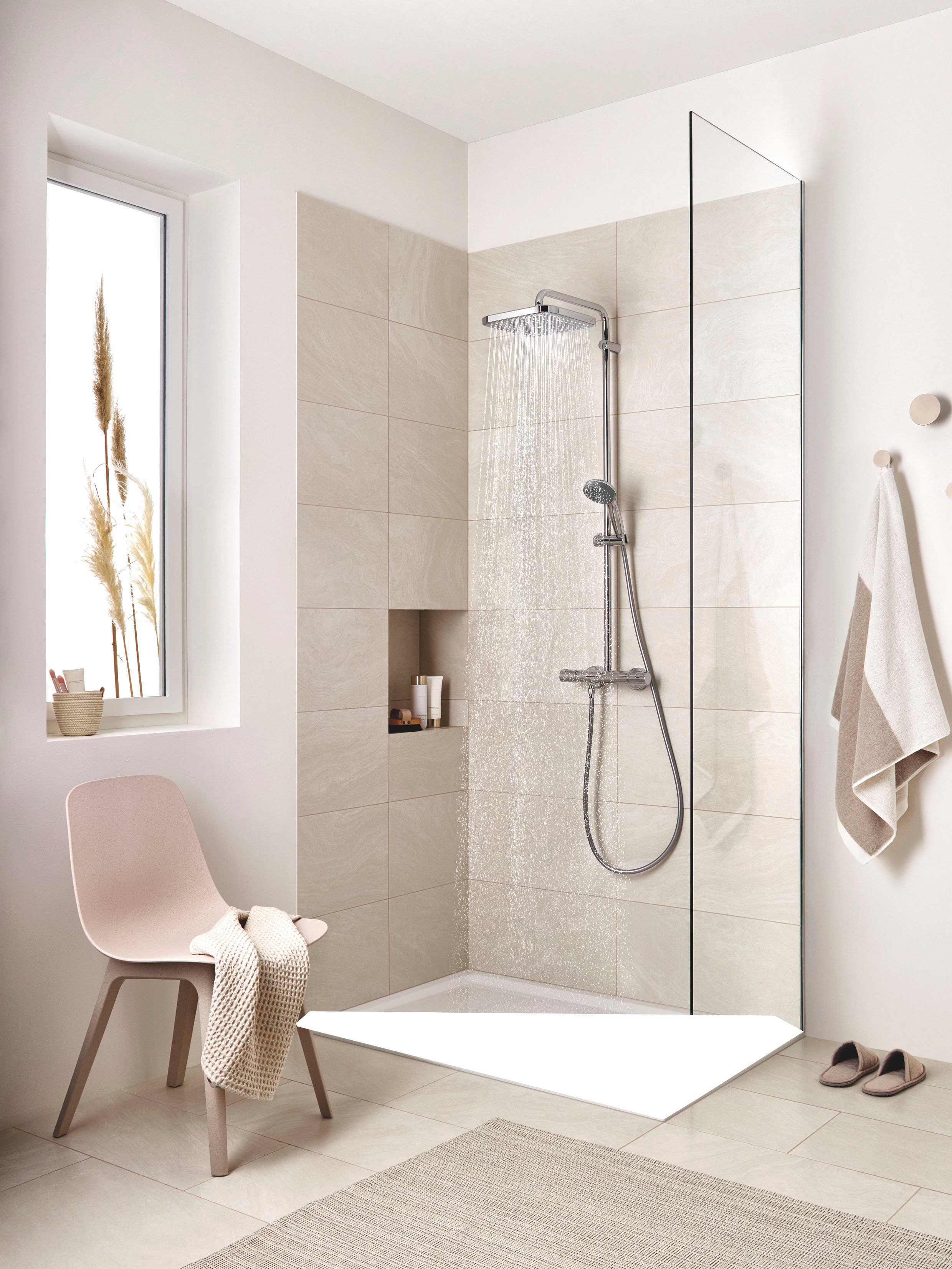 Grohe Duschsystem Vitalio Strahlart(en), die 250 für 10 1 cm, Höhe Thermostatbatterie mit Cube, System Start Wandmontage