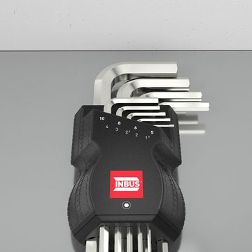 INBUS Innensechskantschlüssel Set 1,5 - 10mm Winkelschraubendrehersatz, Sechskantschlüssel (9teilig), mit Kugelkopf & extra lang