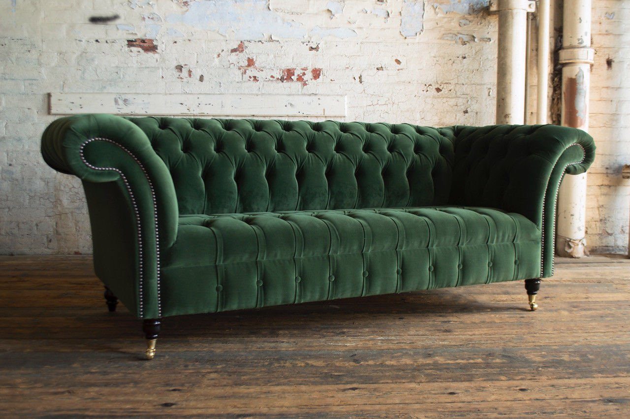 Couch 225 Chesterfield Chesterfield-Sofa, cm, Knöpfen. Sofa JVmoebel Rückenlehne Die Sitzer mit Design 3