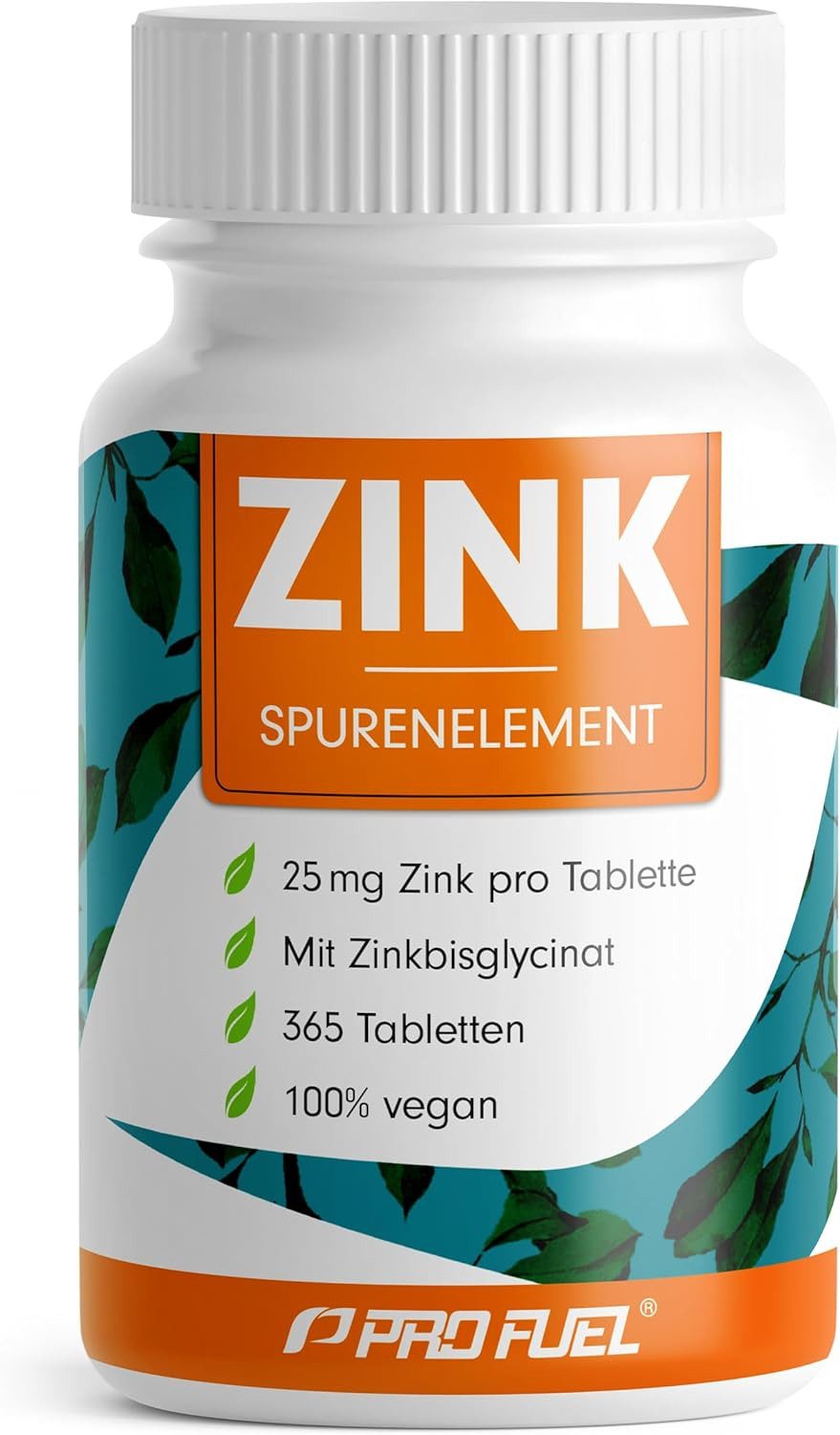 ProFuel Zink 25mg mit Zinkbisglycinat für höchste Bioverfügbarkeit Tabletten, 1 er 365 Tabletten – Hochdosiertes Zinkbisglycinat à 365 St., 82 g, laborgeprüft mit Zertifikat - optimal hochdosiert