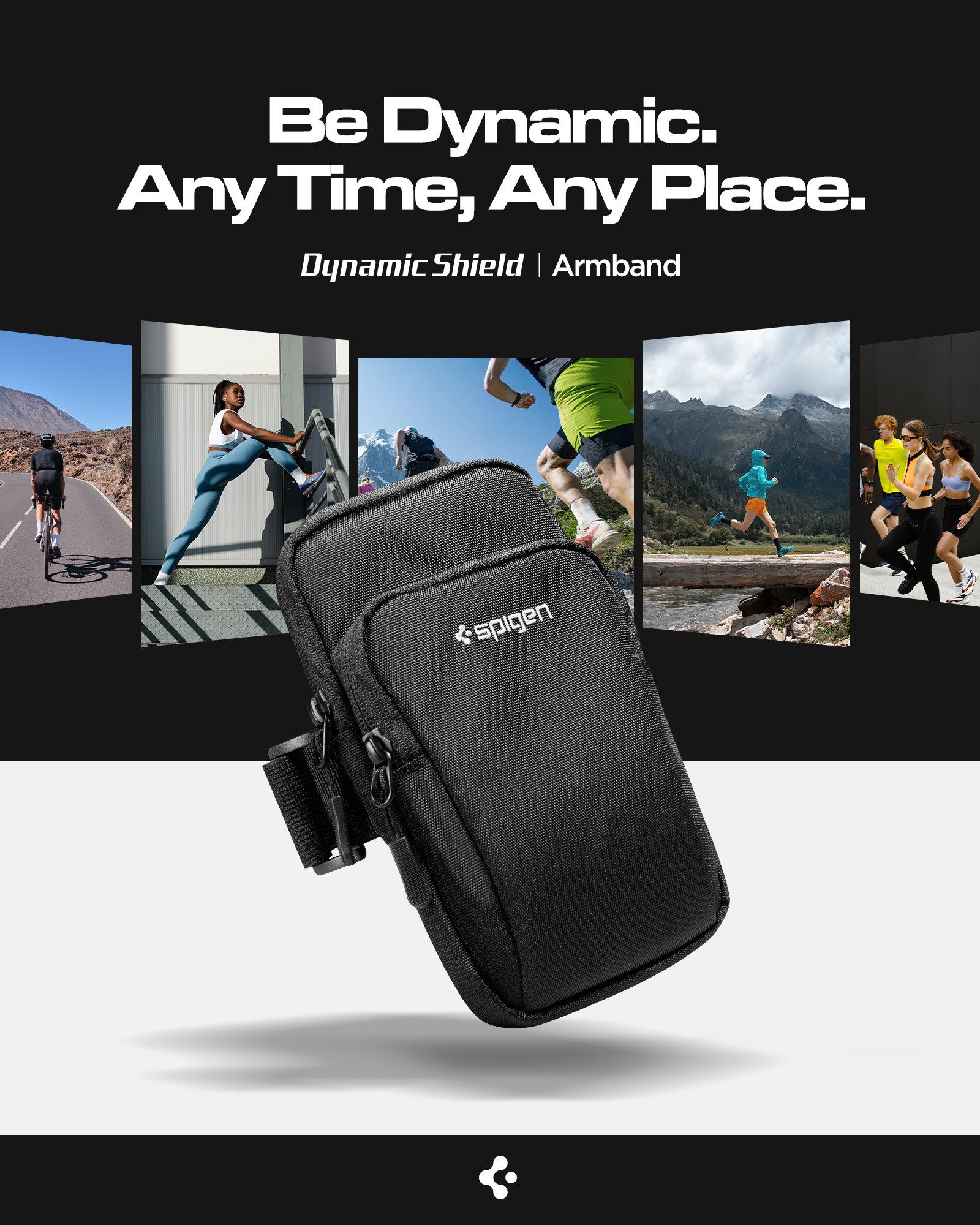 Spigen Handytasche Armbinde Handytasche für das Handy Fitness Sportarmband Lauf Armtasche, Perfekter Halt, federleicht, zwei Fächer, wasserabweisend, Neopren