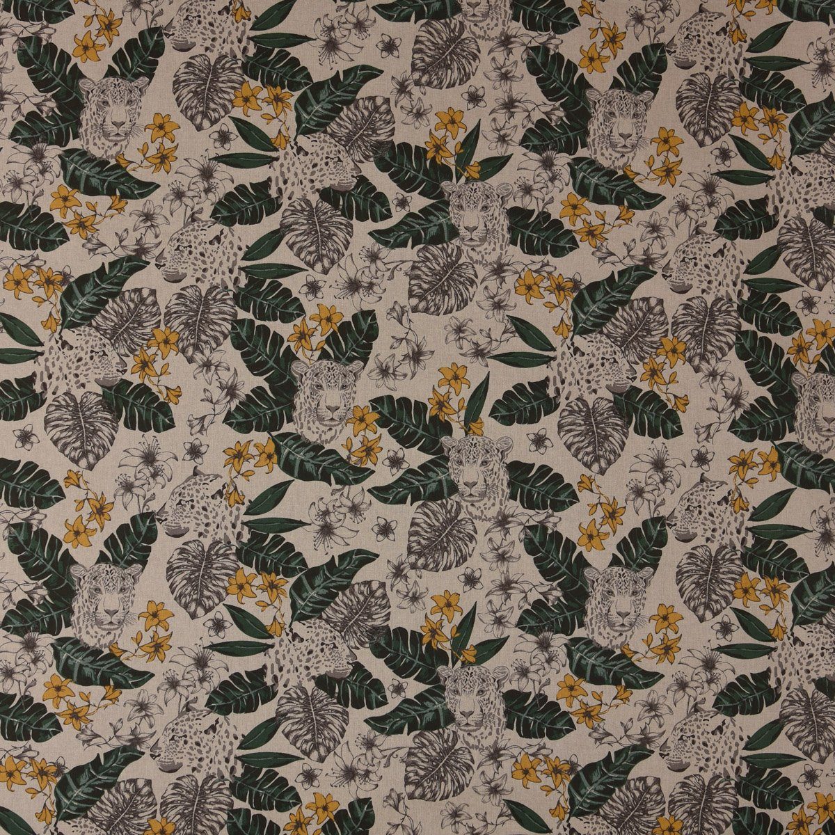 SCHÖNER LEBEN. Tischläufer gel, Blätter Dschungel grün Leopard handmade LEBEN. natur Tischläufer SCHÖNER