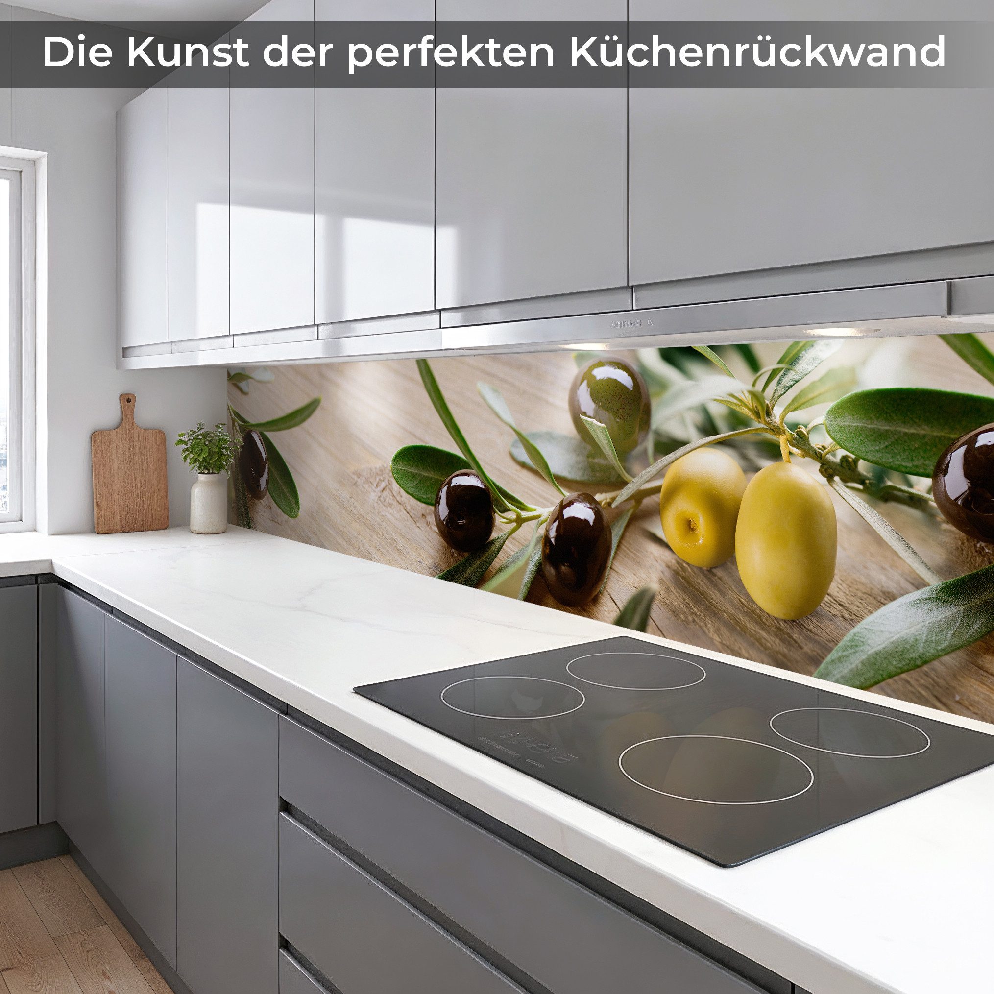 Rodnik Küchenrückwand Olivenzweige, monolithische ABS-Platte mit Direktdruck, formstabil und langlebig