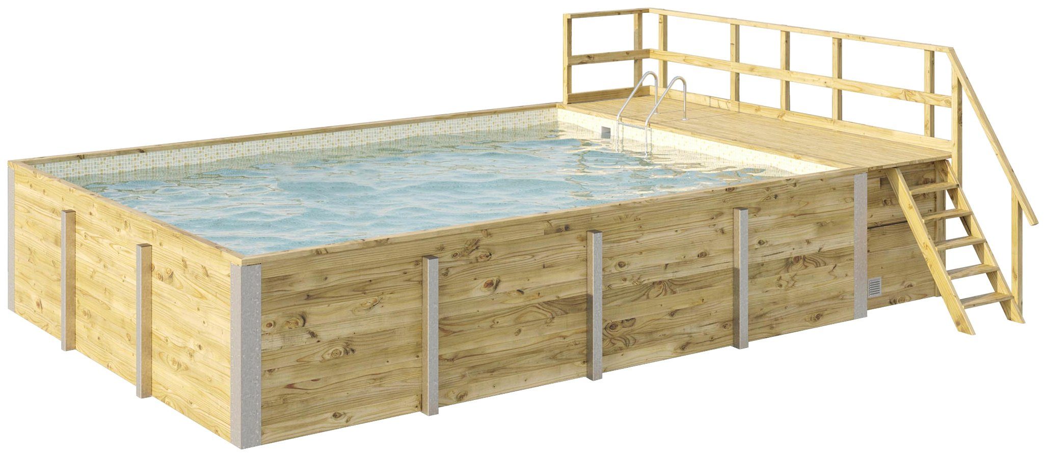 weka Rechteckpool 595 Gr. 2 mit Sonnendeck und Technikraum (Set, 10-tlg), BxLxH: 416x644x116 cm