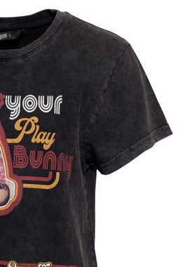 QueenKerosin Print-Shirt Not your Playbunny (1-tlg) Acidwashed