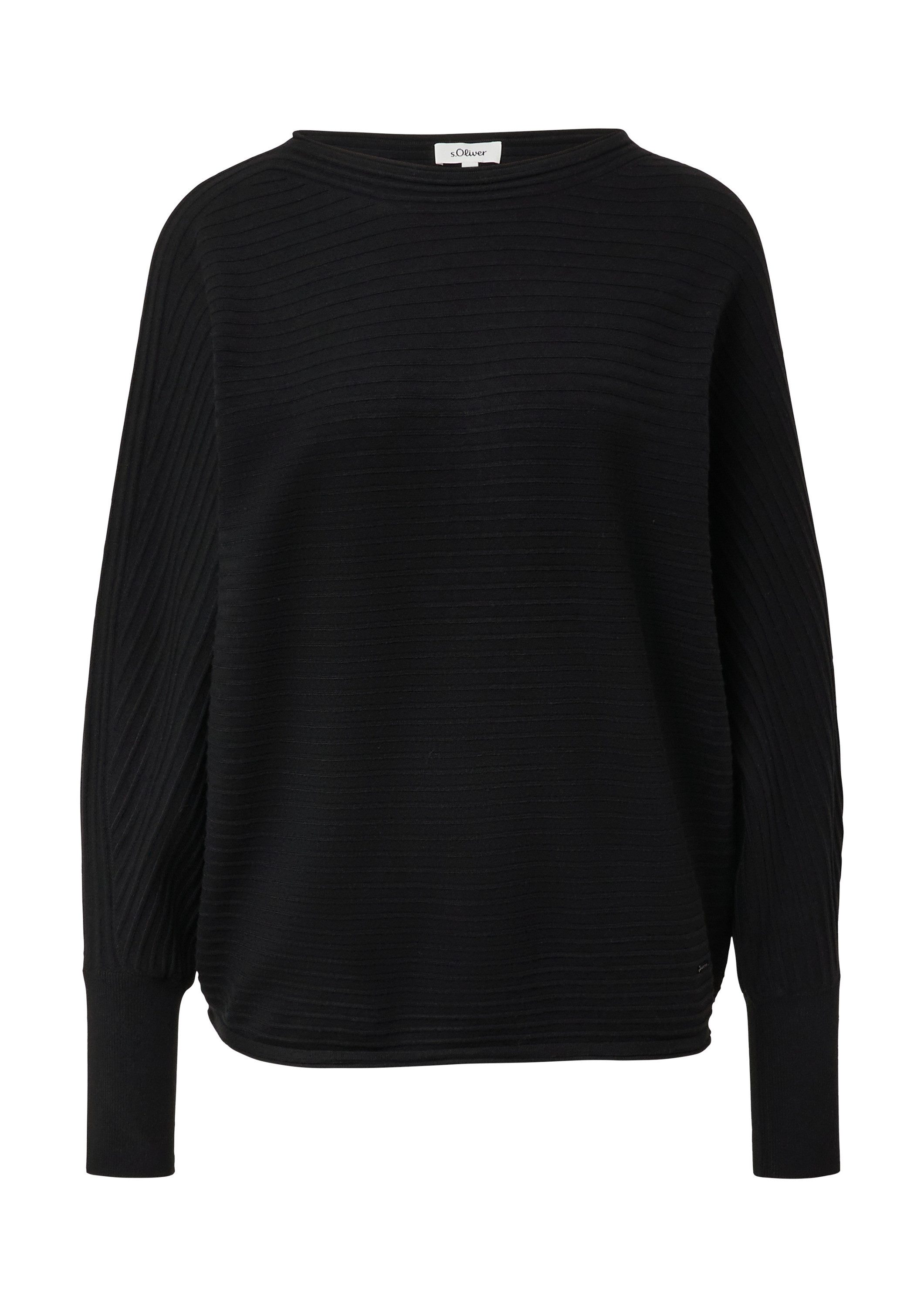 s.Oliver Longpullover Strickpullover Pullover in Rippstruktur mit Fledermau günstig online kaufen