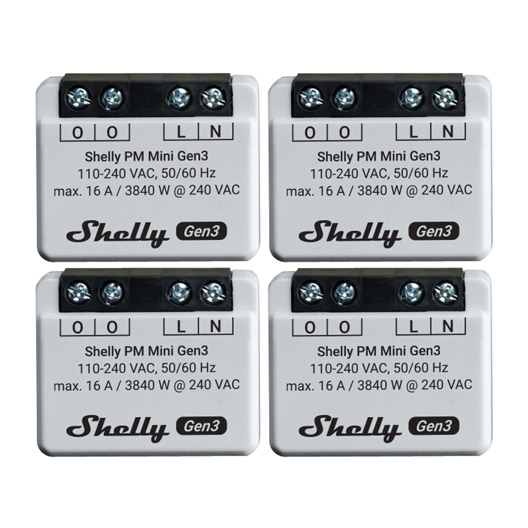 Shelly Stromverbrauchszähler SHELLY WLAN-Leistungsmesser Plus PM Mini Gen.3, weiß, 4 Stück