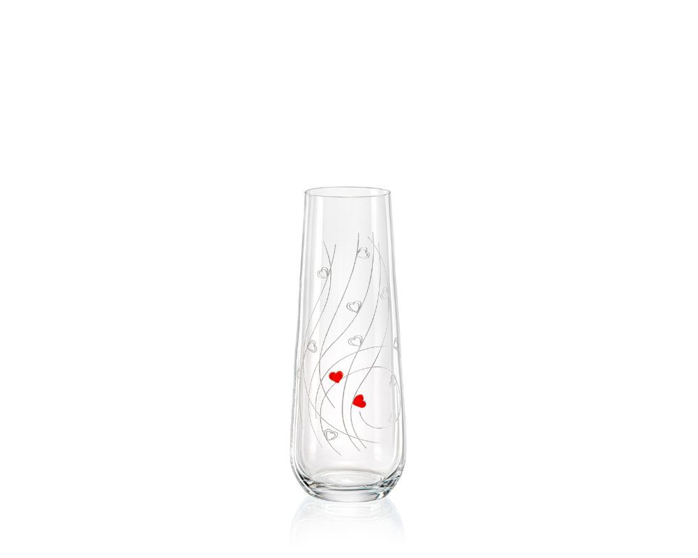 Crystalex Sektglas SPARKLY LOVE Herz 250 ml 2er Set, 2-tlg., Kristallglas, Kristallglas, Gravur