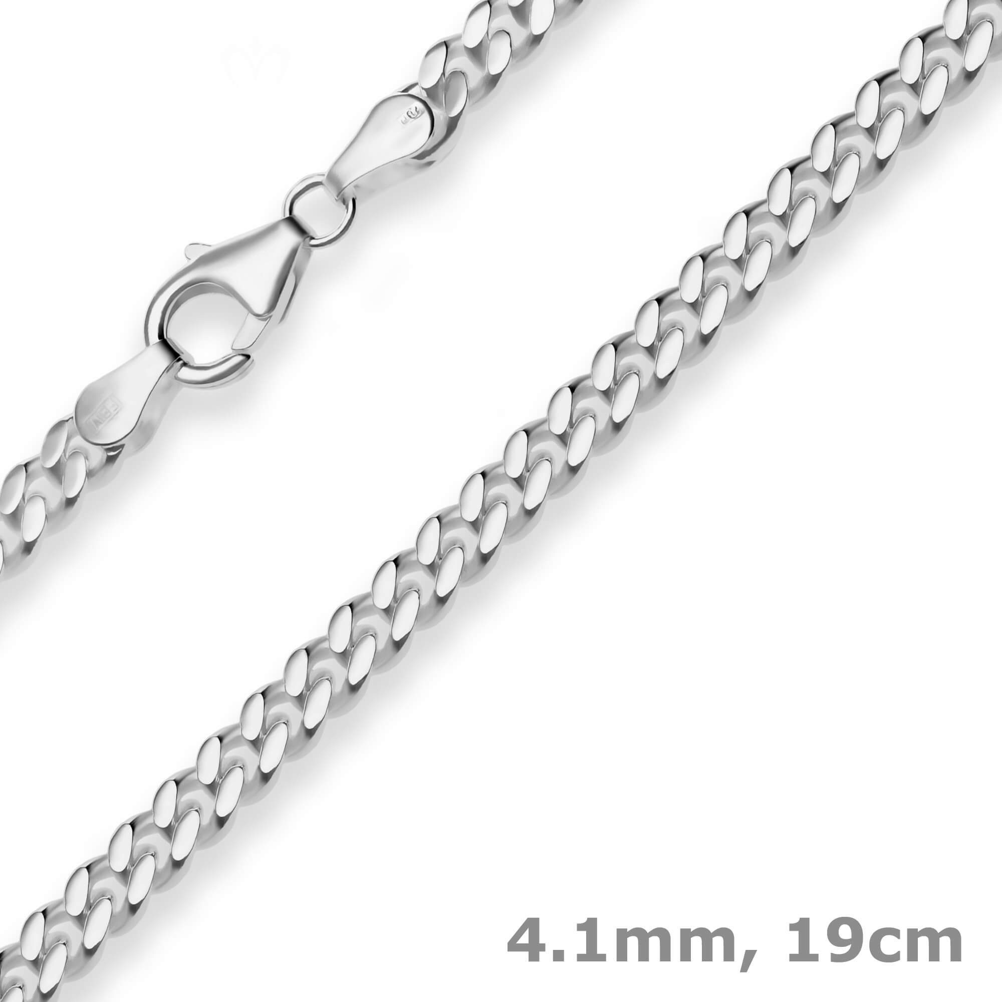 Schmuck Krone Panzerarmband 4,1mm Armband Panzerkette aus 925 Silber rhodiniert 19cm, Silber 925