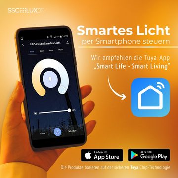 SSC-LUXon LED-Hängeleuchte LEA Design Pendelleuchte aus Beton mit Smart E27 Filament LED WiFi, Warmweiß bis Tageslicht