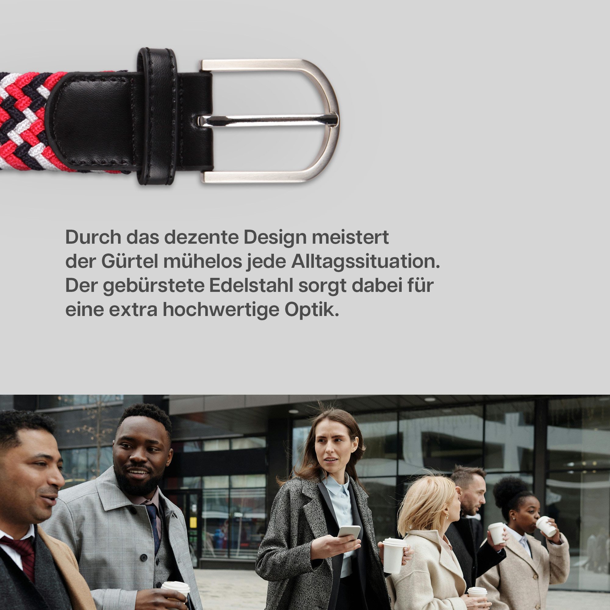 hemmy Fashion Stoffgürtel dehnbar elastisch (2-St) ohne Löcher, stufenlos, viele verschiedene Farben/Designs
