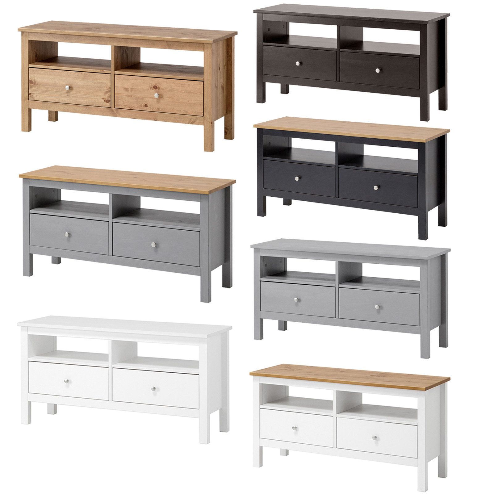 hagge home Lowboard hagge home Vesa, Lowboard Fernsehtisch Kiefernholz massiv 110 x 37 x 55 cm Schwarz