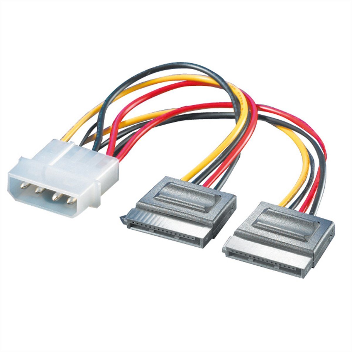 ROLINE Y-Adapterkabel 4 pol. HDD / 2x SATA Computer-Kabel, Molex 4-pin (BIG) Männlich (Stecker), SATA 15-polig (Power) Weiblich (Buchse) (12.0 cm)