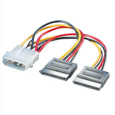 ROLINE »Y-Adapterkabel 4 pol. HDD / 2x SATA« Computer-Kabel, Molex 4-polig Männlich (Stecker), SATA 15-polig (Power) Weiblich (Buchse) (12.0 cm)