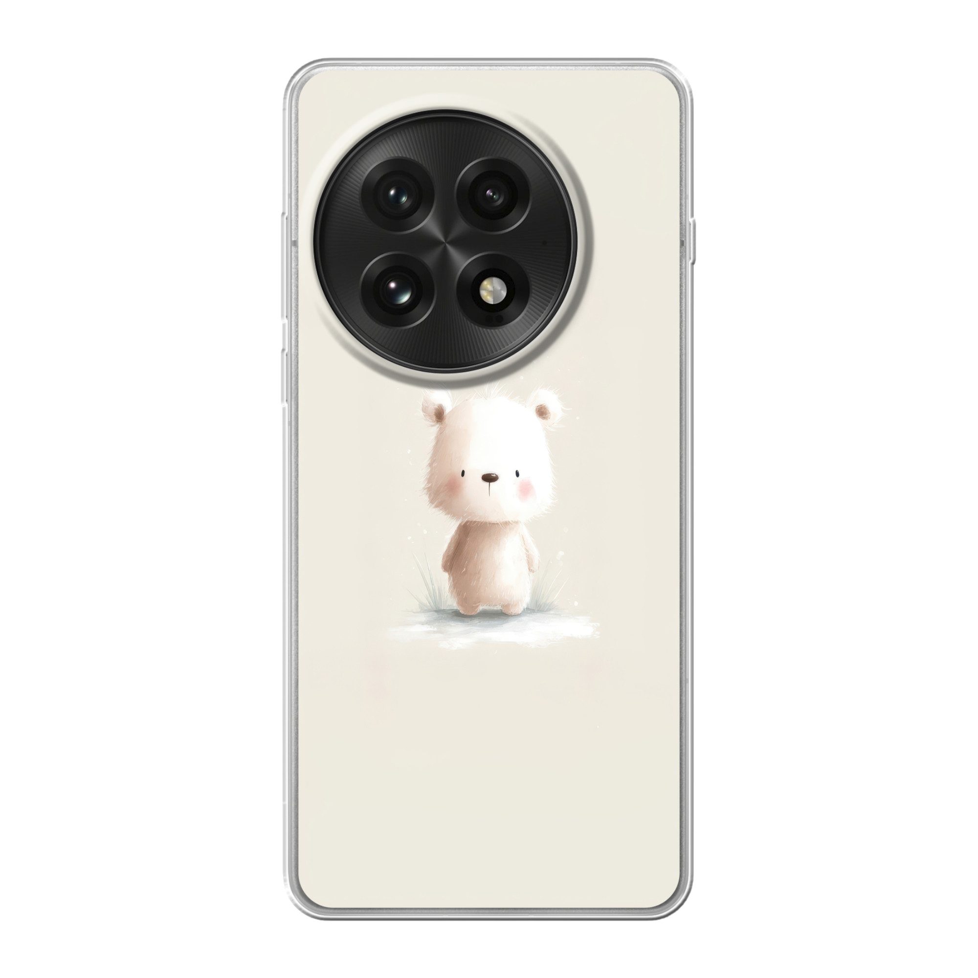 MuchoWow Handyhülle für OnePlus 13 Bär - Schneeflocke - Weiß - Flauschig, Phone Case, Silikon, Schutzhülle Dünn