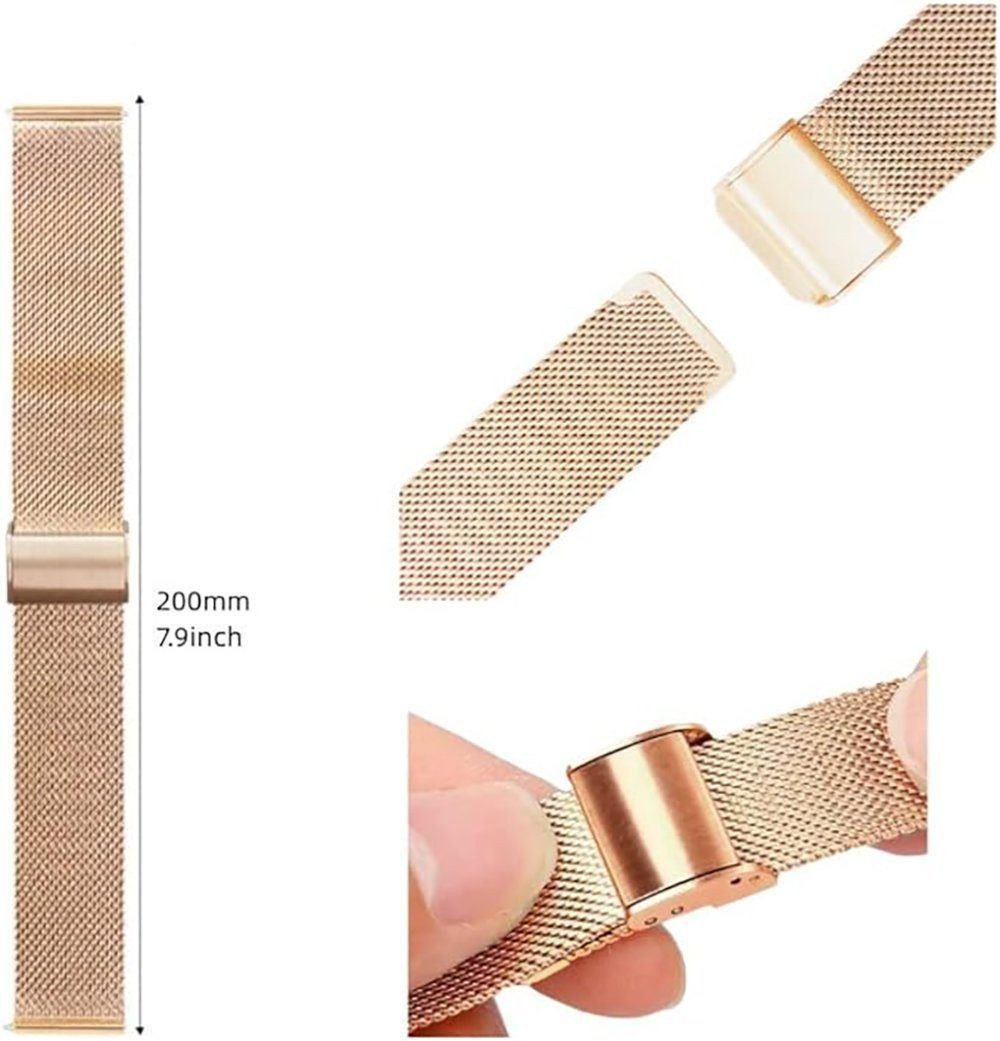 Forrlite Uhrenarmband Smartwatch-Armband, Ersatzband aus Edelstahl, Meshband, Milanaise-Armband für Damen Herren und kompatible Uhren – Bild 5 von 5