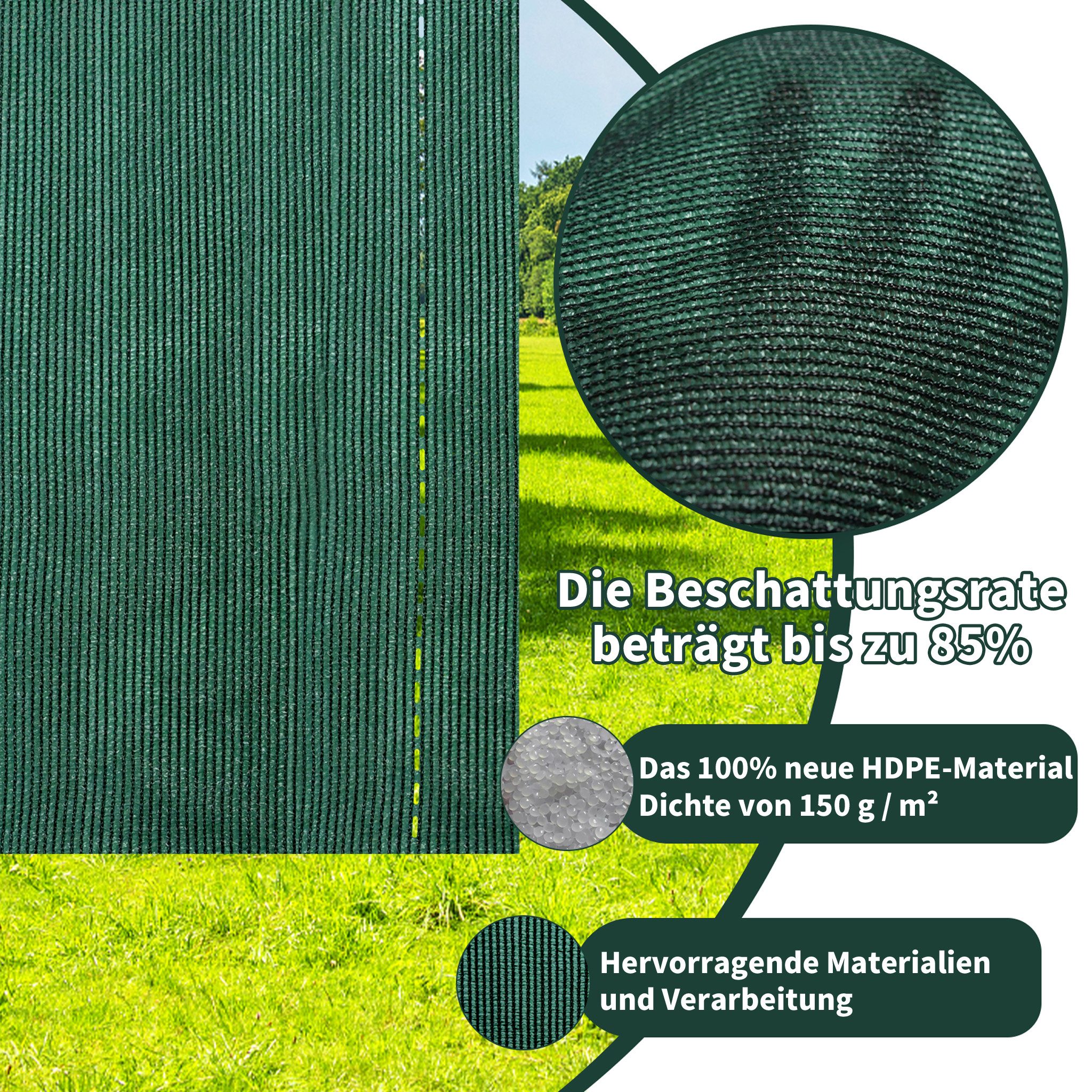 FIVMEN Balkonsichtschutz Zaunblende Sichtschutz Schattiernetz Sonnen-Windschutz mit Kabelbinder (Länge: 10 Meter, Höhe optional) für Zaun Balkon Sportplatz, Garten, 150 g/m² HDPE, UV-stabilisiert
