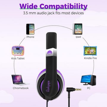 RockPapa Dualer Sound Kinder-Kopfhörer (HD-Mikrofon, anpassbares Design, faltbare Praktikabilität, langlebiges Nylonkabel, und ein stilvolles Geschenk, mit Immerse Klangerlebnisse, Freisprechmikrofon, Anpassbar & Faltbar)
