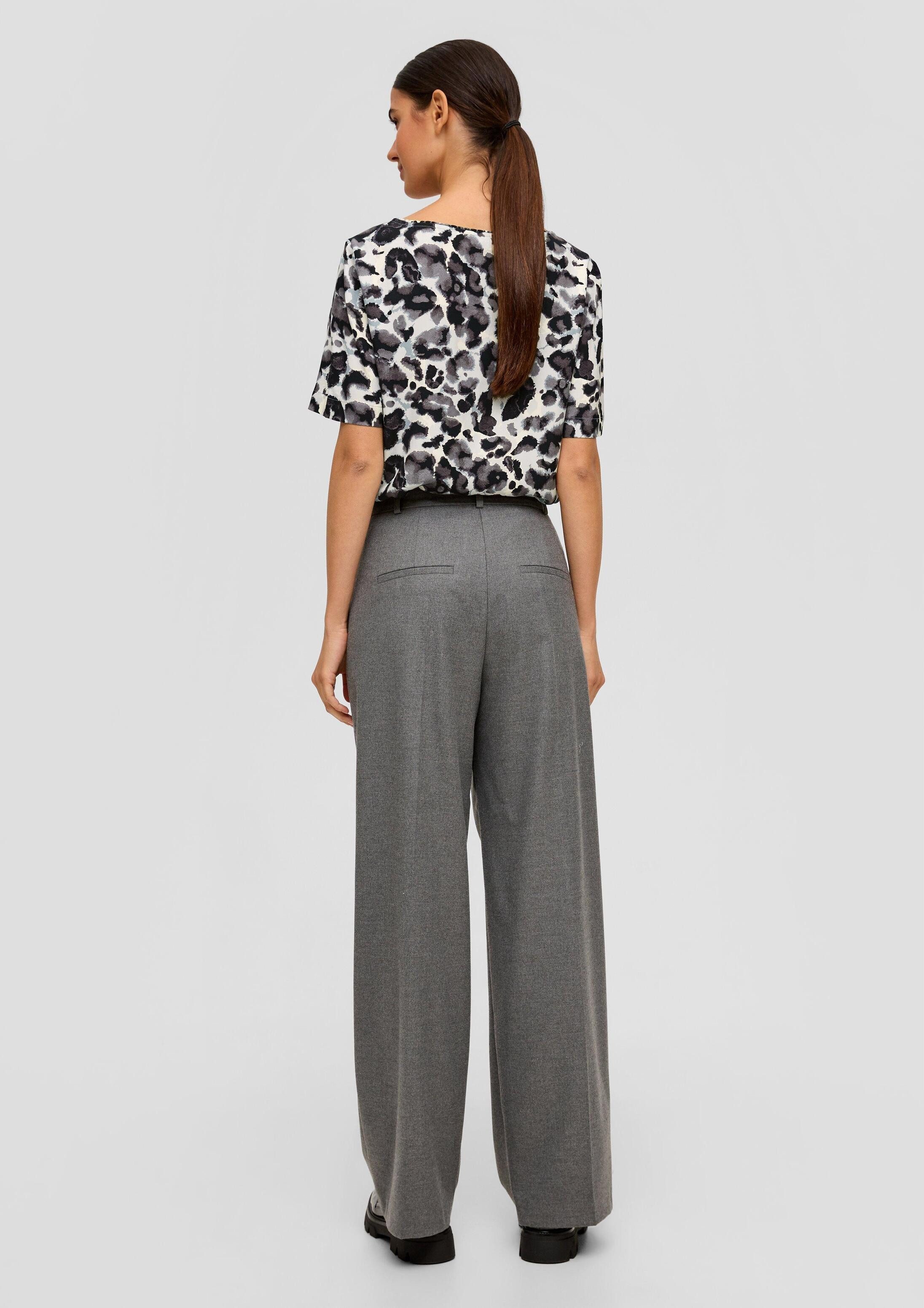 s.Oliver Kurzarmbluse Bluse Gemusterte Bluse aus Twill