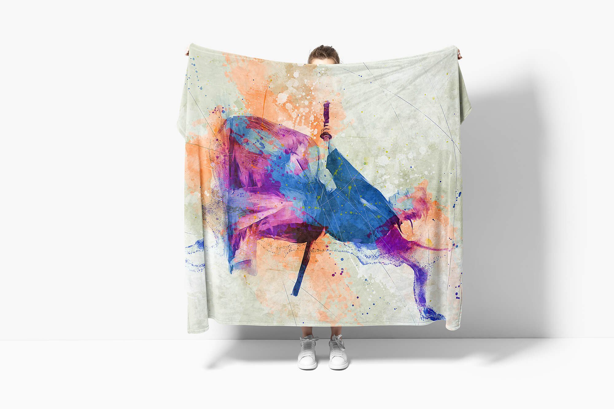 Strandhandtuch Spo, Baumwolle-Polyester-Mix Schwertkunst Handtuch Handtücher Handtuch Saunatuch Kunstvoll Sinus Art SplashArt Sport (1-St), Kuscheldecke