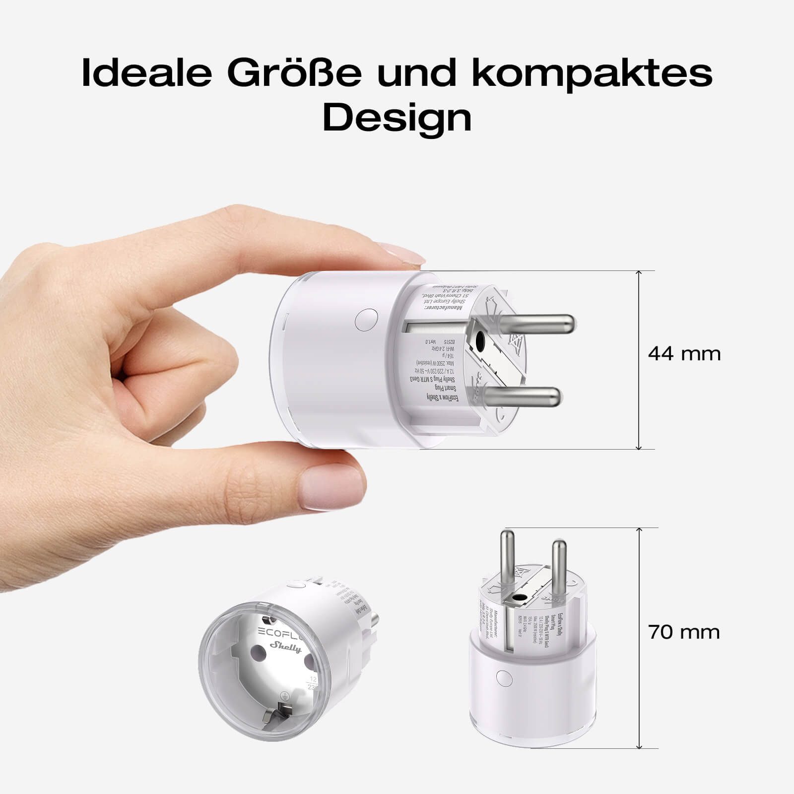 Ecoflow Steckdose EcoFlow Smart Plug, WLAN-Steckdose, 1-St., Überwachung des Stromverbrauchs & automatische Energiezuweisung
