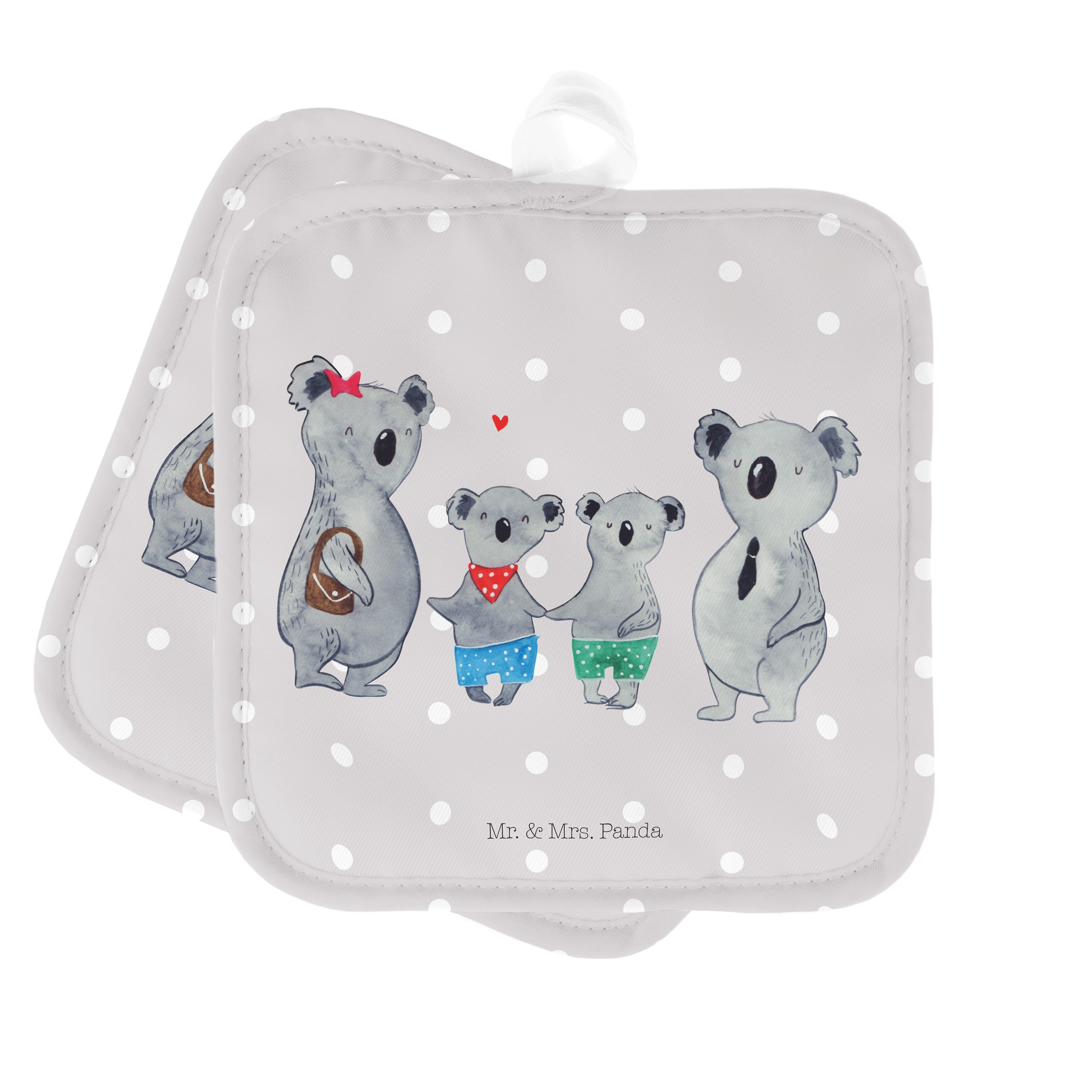 Grau zwei Panda & Geschenk, Topflapp, - Pastell Mr. (1-tlg) - Topflappen Ofenhandschuh, Familie Mrs. Koala