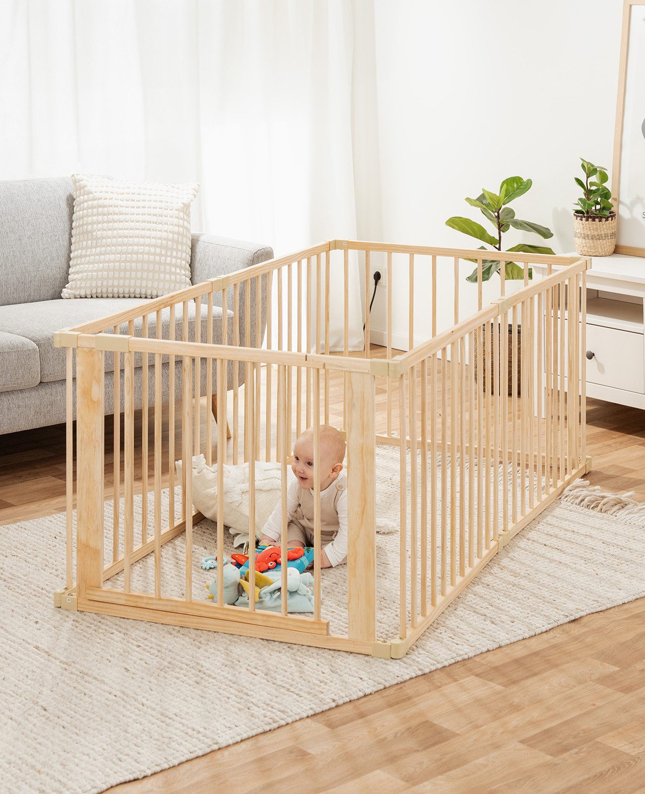 dibea Laufgitter Baby-Laufstall, Holz-Laufgitter (6-tlg), mit Tür, Höhe 68 günstig online kaufen