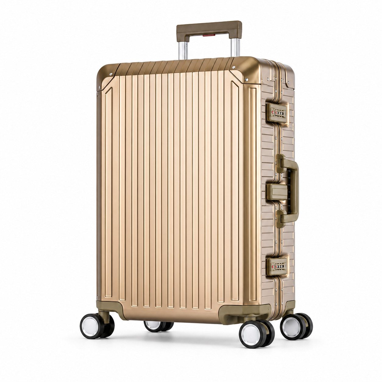 Travelhouse Hartschalen-Trolley 100% Aluminium Serie TOKYO verschieden Farben und Größen, 4 Rollen, mit stabilem Aluminium Gehäuse, mit verstärkten Ecken