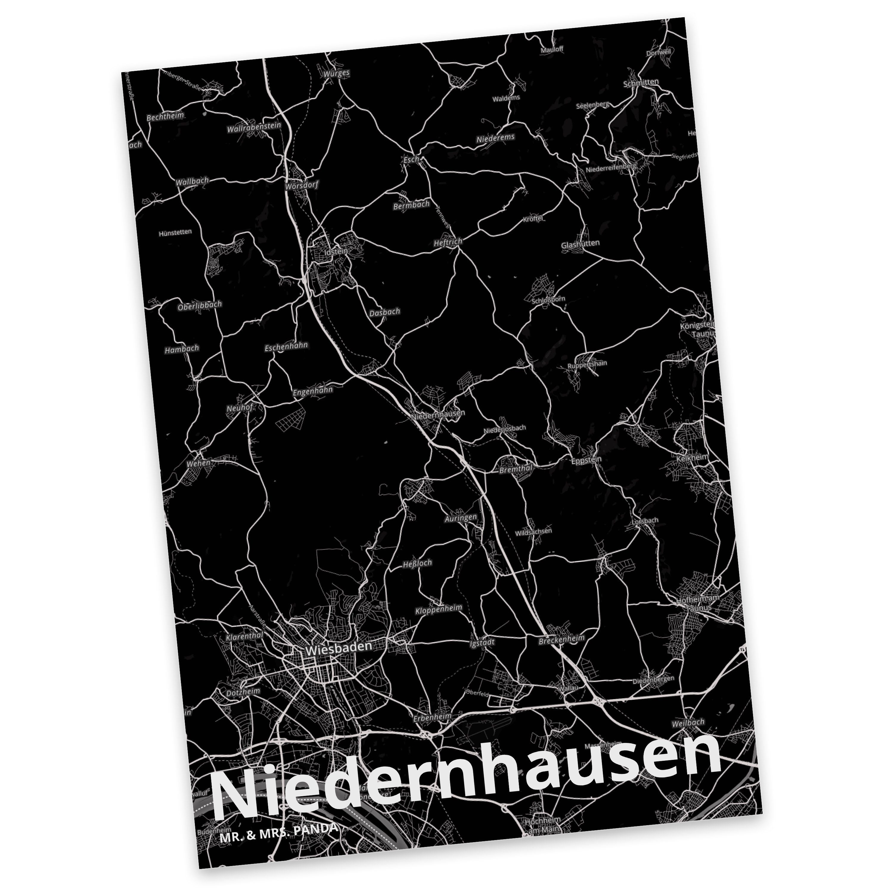 Mr. & Mrs. Panda Postkarte Niedernhausen - Geschenk, Stadt Dorf Karte Landkarte Map Stadtplan, D