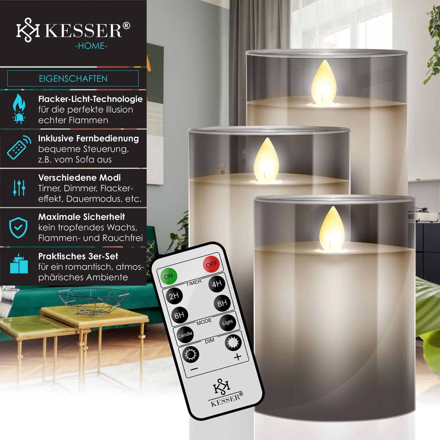 KESSER LED-Kerze, LED Kerzen 3er Set günstig online kaufen