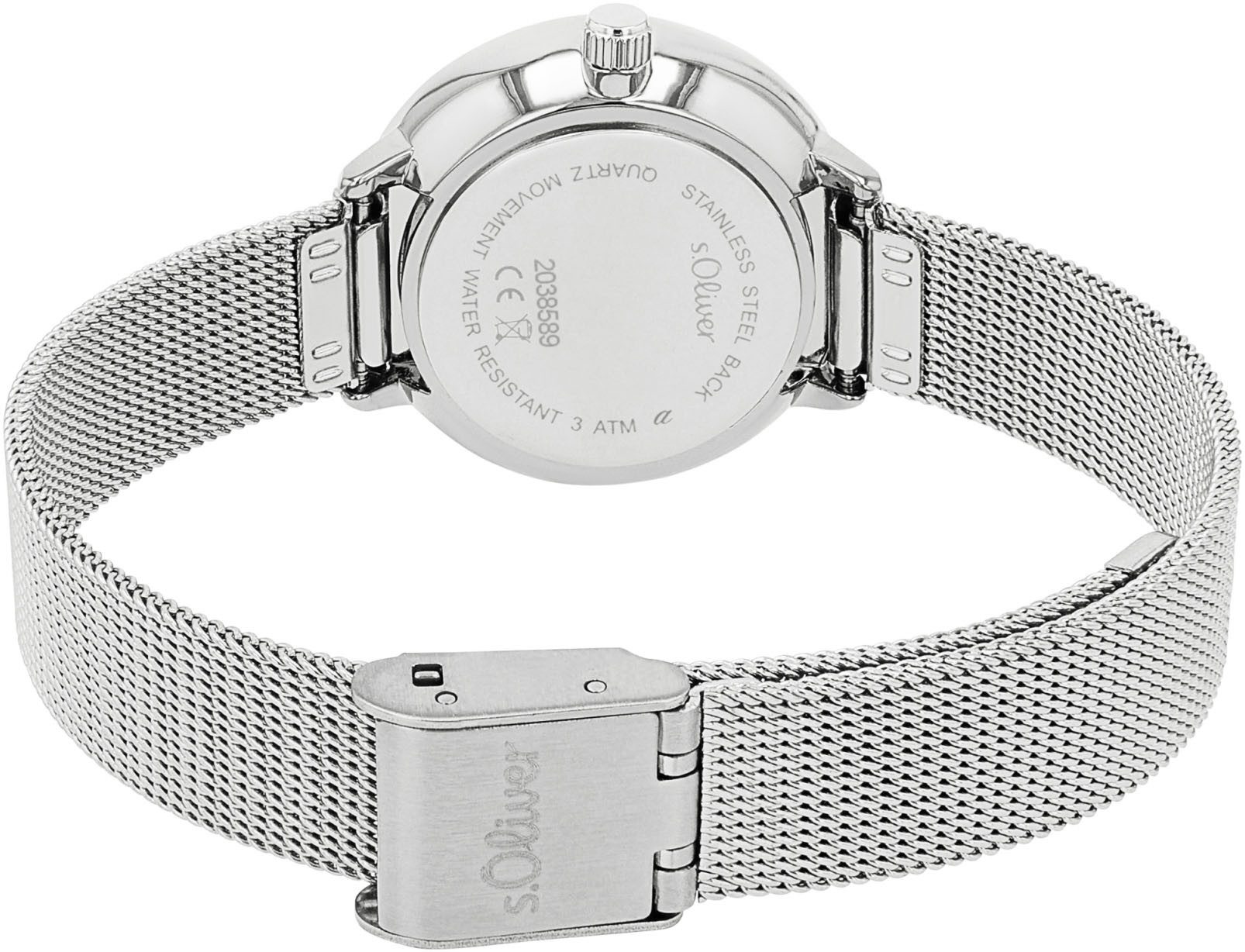 s.Oliver Quarzuhr 2038589, Armbanduhr, Damenuhr, Edelstahlarmband, günstig online kaufen