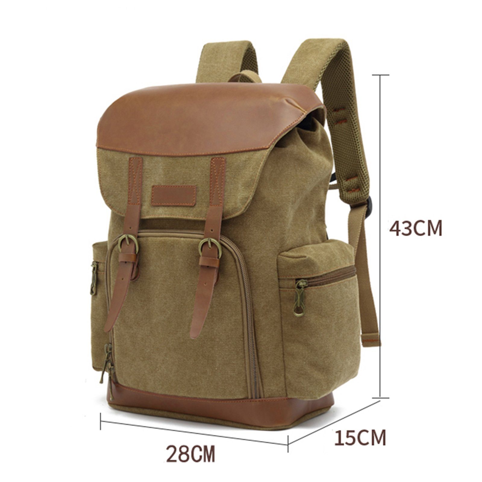 TAN.TOMI Freizeitrucksack Multifunktionsrucksack im Vintage-Look, mit Dunkelbraun Lederelementen und Laptop-Fach