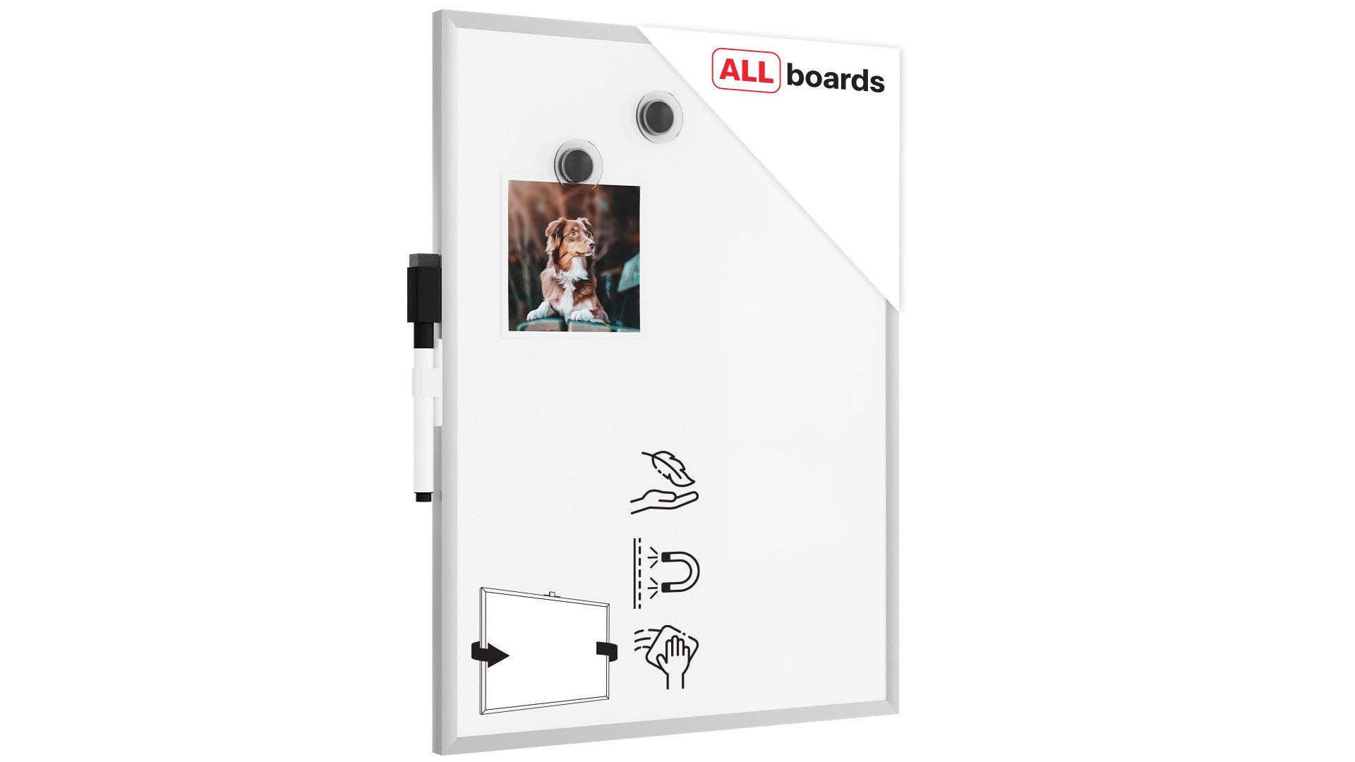 ALLboards Magnettafel Whiteboard Magnettafel Weiß Magnetisch A7 Aluminiumrahmen