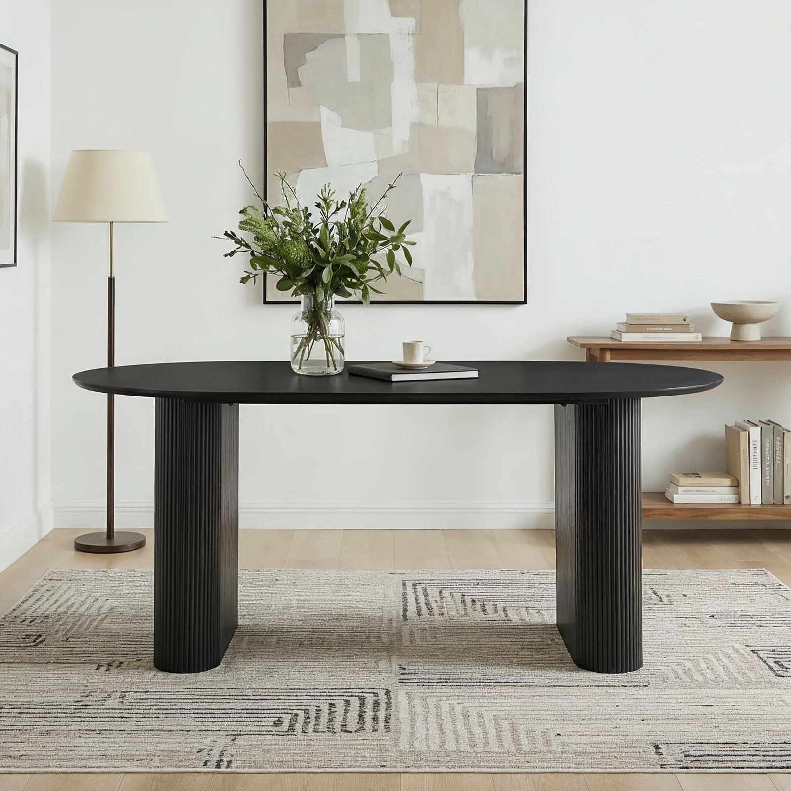 IDIMEX Esstisch MAXIM, moderner Esszimmer 160 x 90 cm Tisch oval mit Lamellen, schwarz